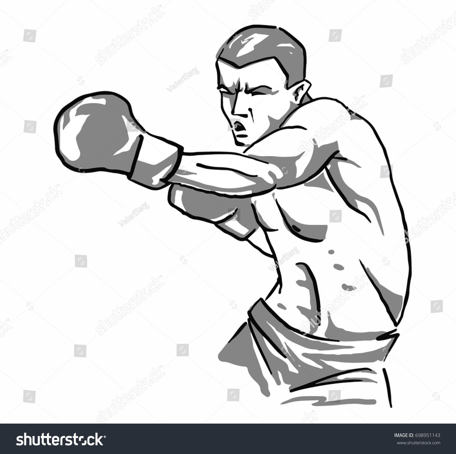 Boxer Black White Vector Sketch Simple Stock Vector (Royalty Free ...