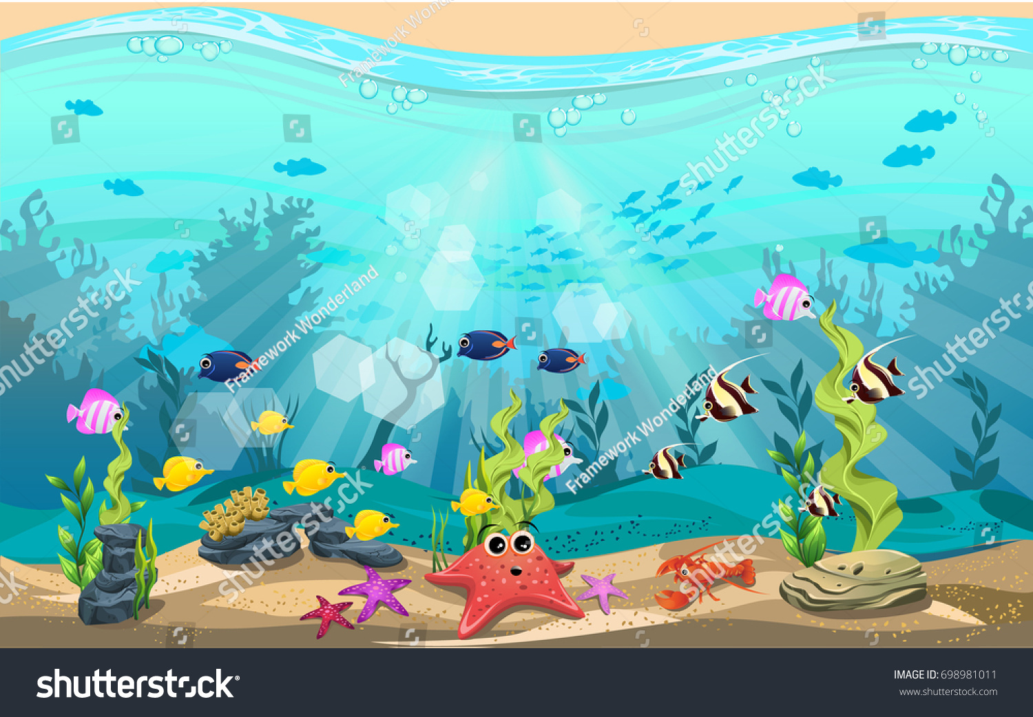 Beauty Underwater Life Different Animals Habitats Stock Vector (Royalty ...