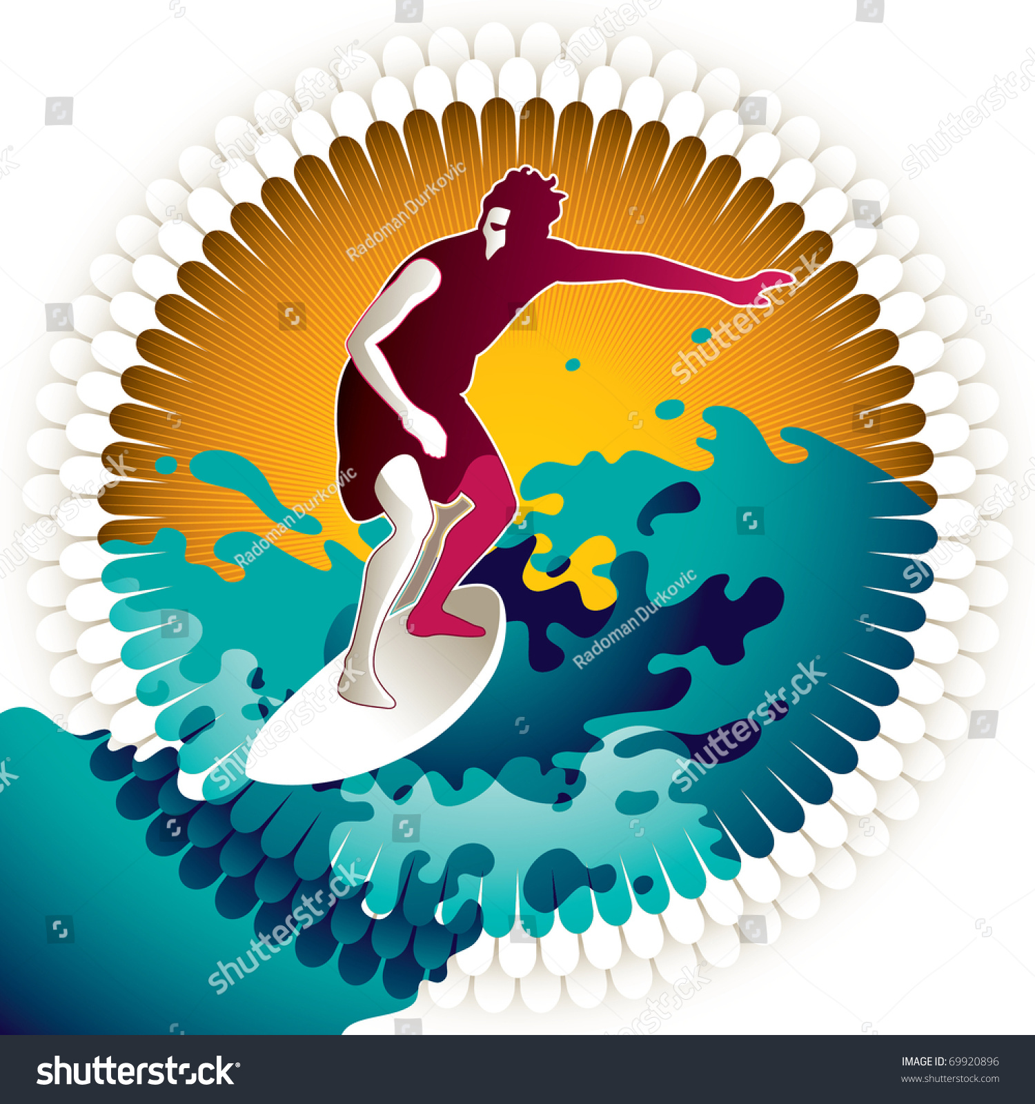 Artistic Designed Background Surfer Vector Illustration Stock Vector ...