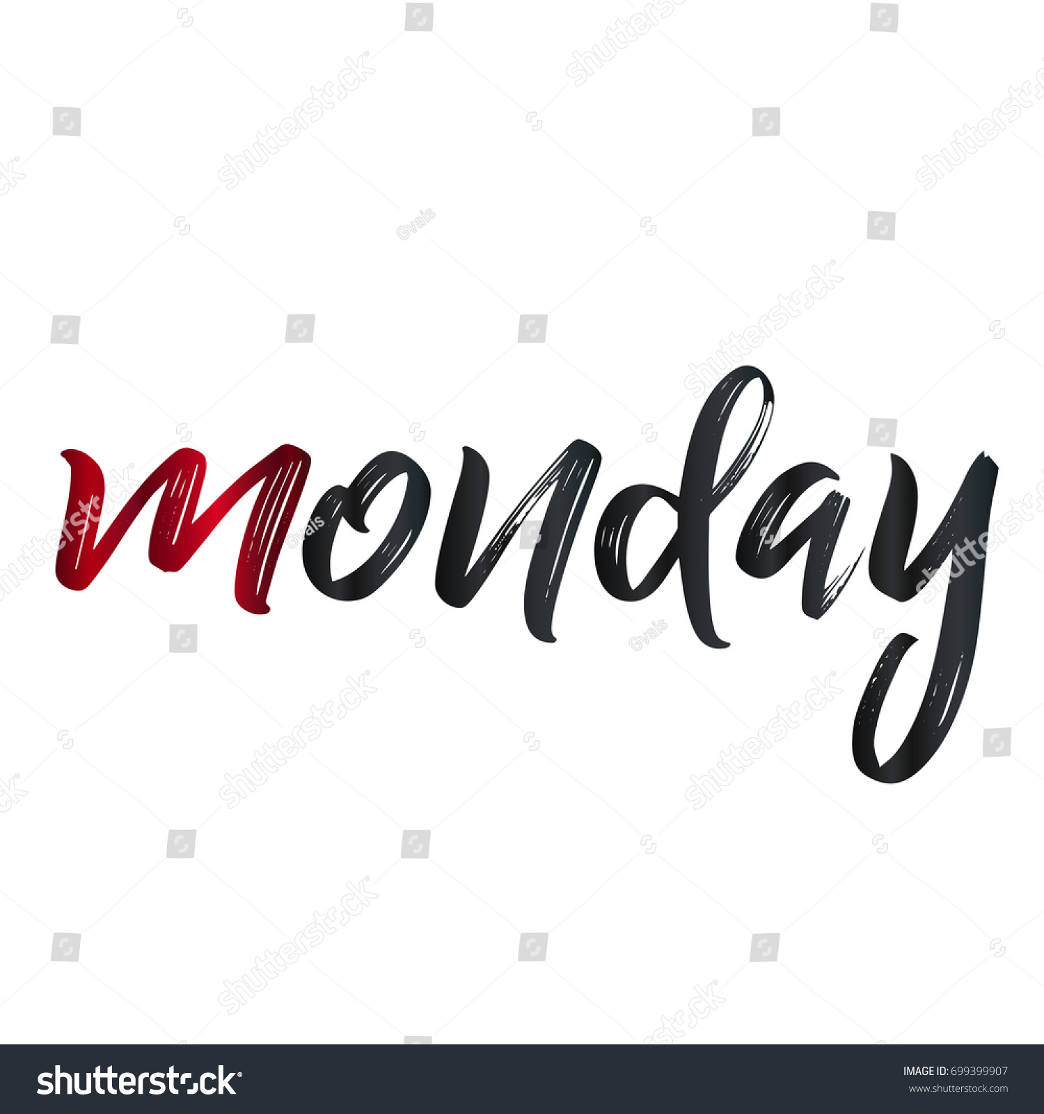 Monday Brush Hand Lettering Vector Illustration Stock Vector (Royalty ...