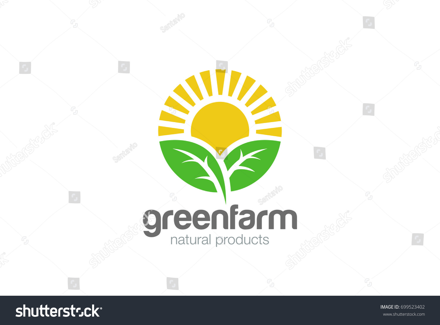 Sun Rise Over Leaves Logo Design Stock Vector (Royalty Free) 699523402 ...