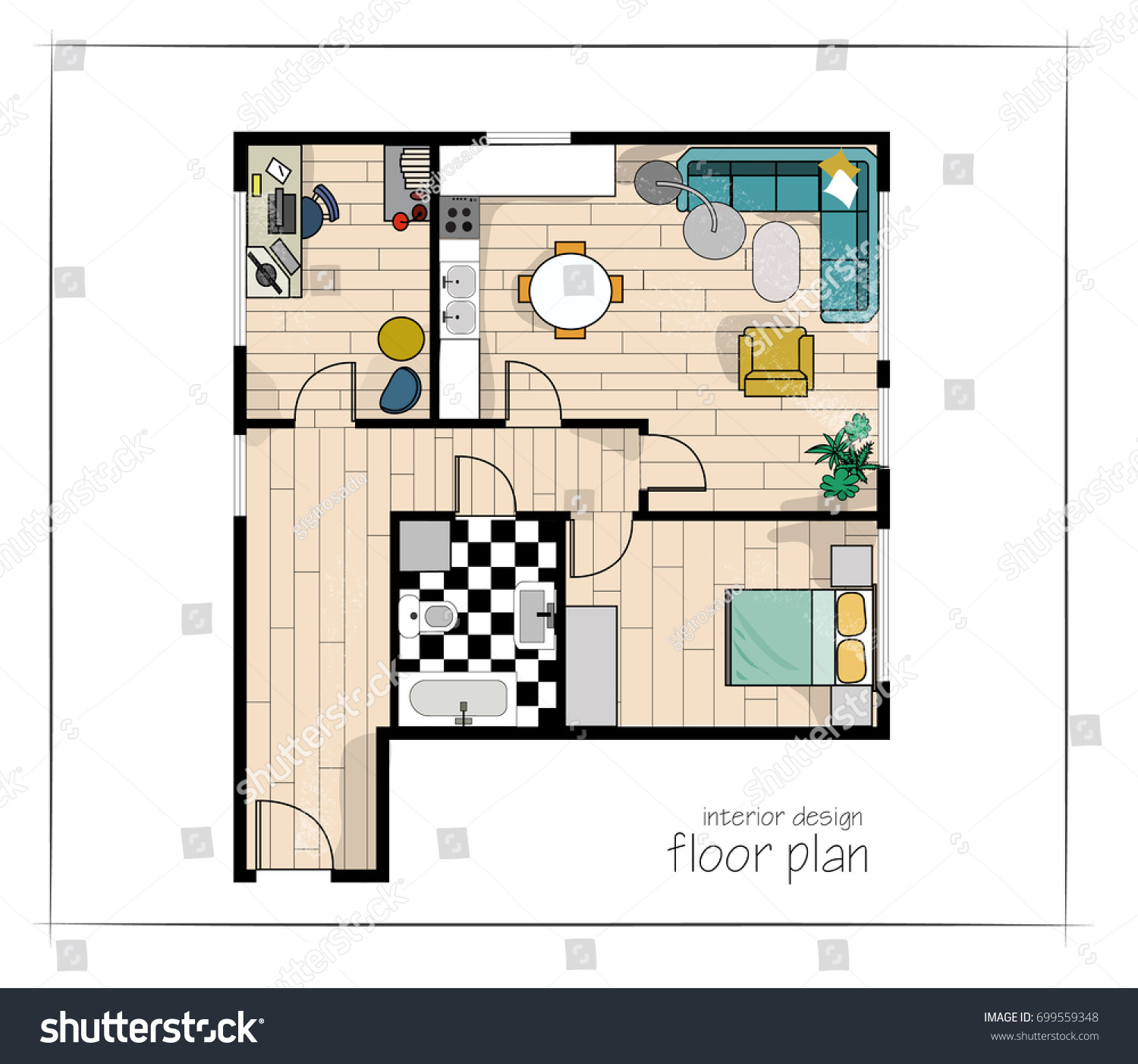 rendered floor plan drawing