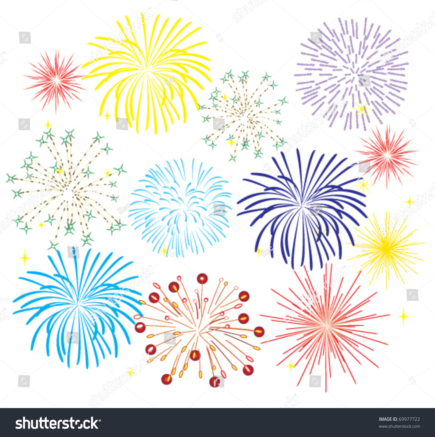 Vector Fireworks On White Background Stock Vector (Royalty Free ...