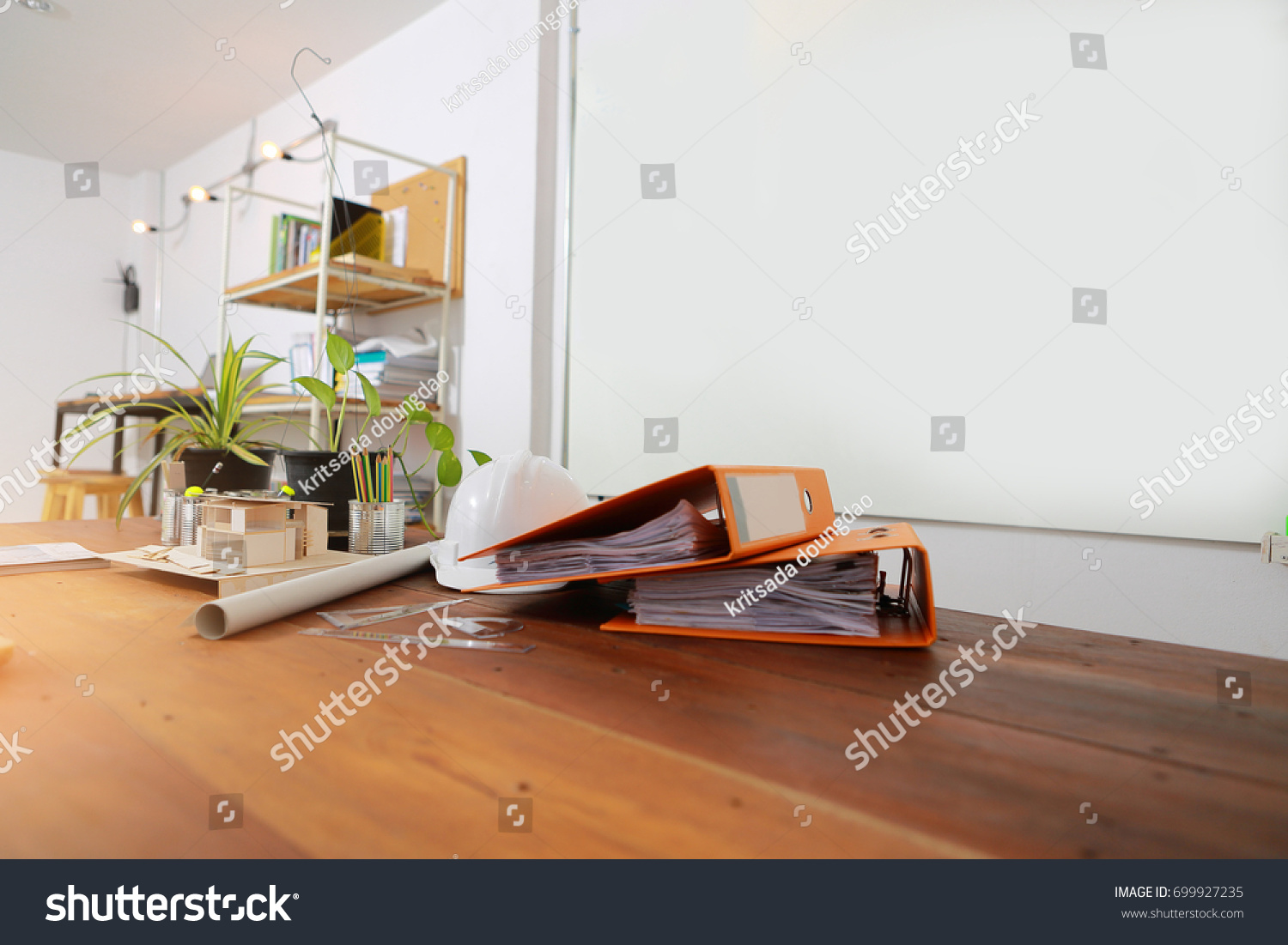 Engineer Desk Background Project Ideas Concept Stock Photo 699927235