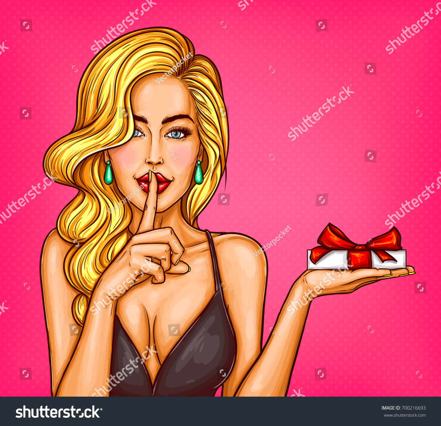 Vector Pop Art Illustration Sexy Girl 库存矢量图（免版税）700216693 Shutterstock 0739