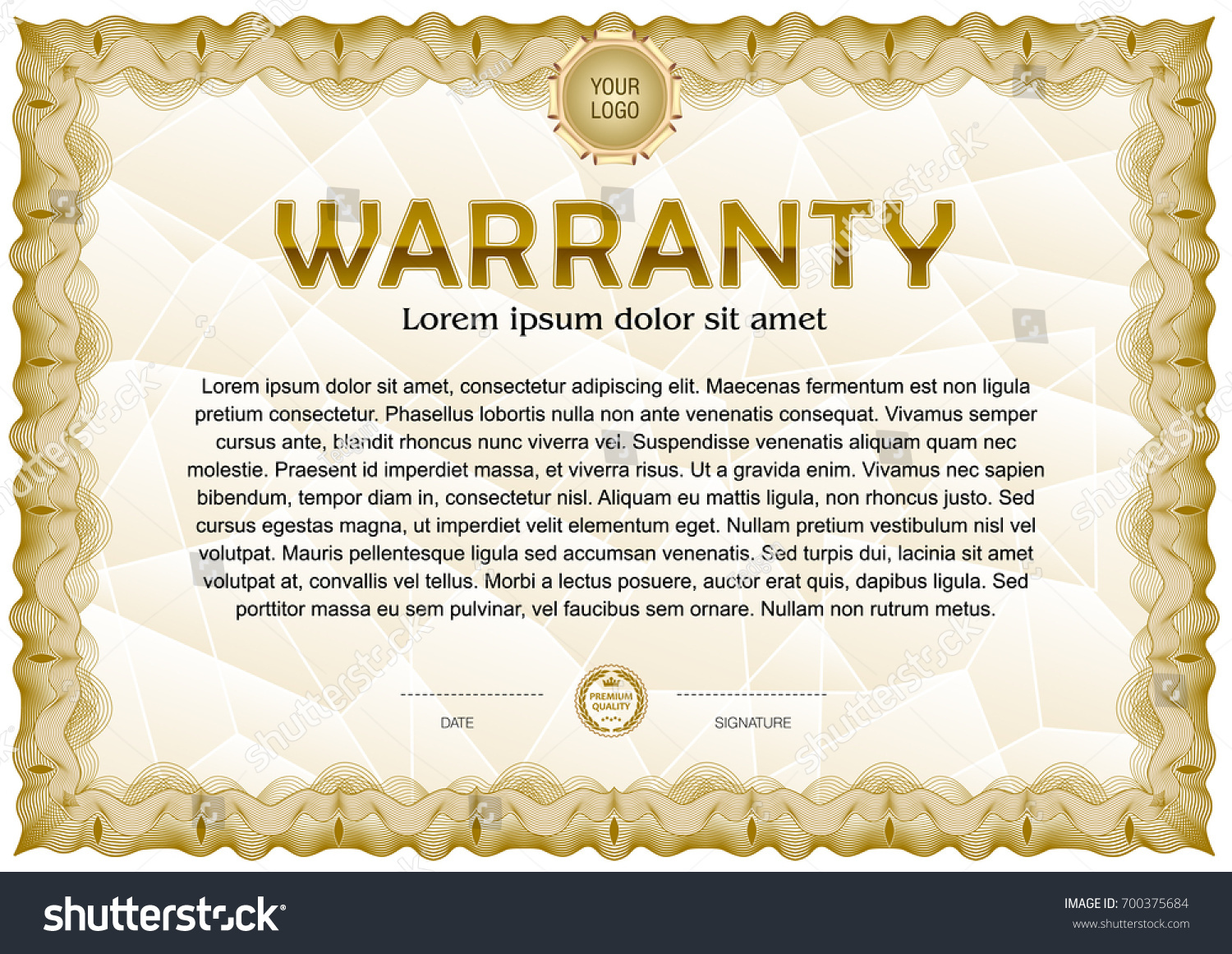 Warranty Blank Template Tangier Frame Border Stock Vector (Royalty Free ...