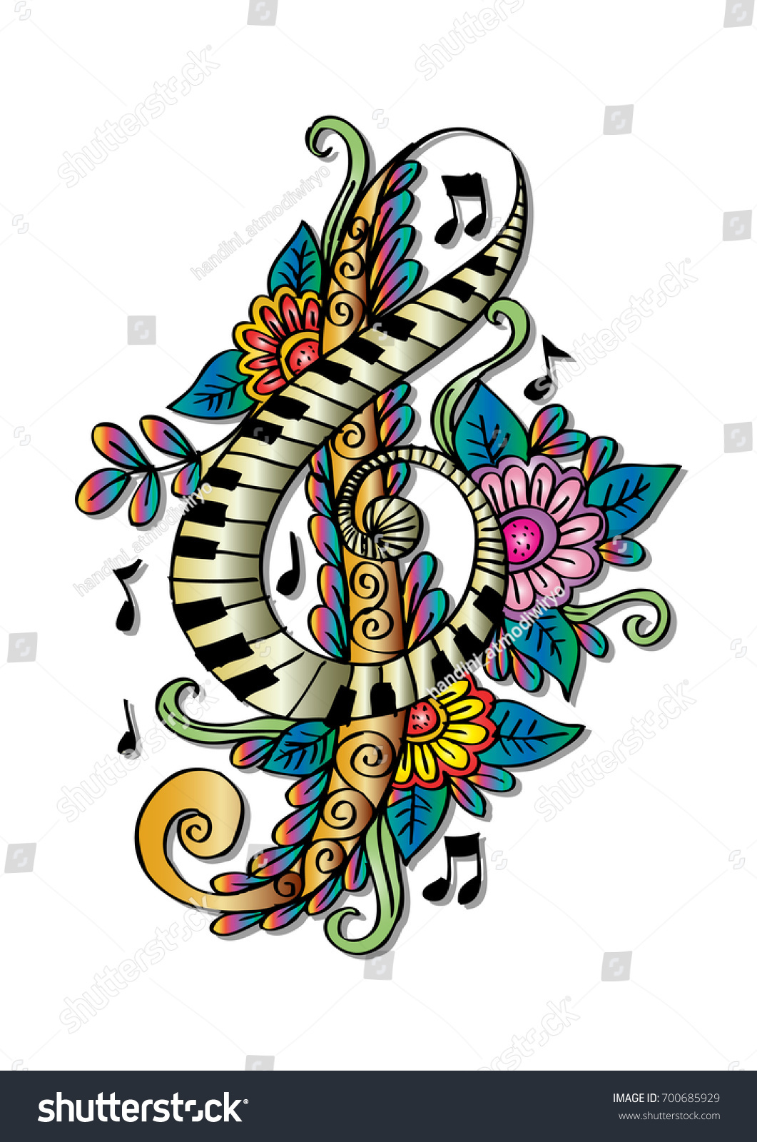 Decorative Treble Clef Hand Drawing Illustration Stock Vector Royalty Free 700685929 2032