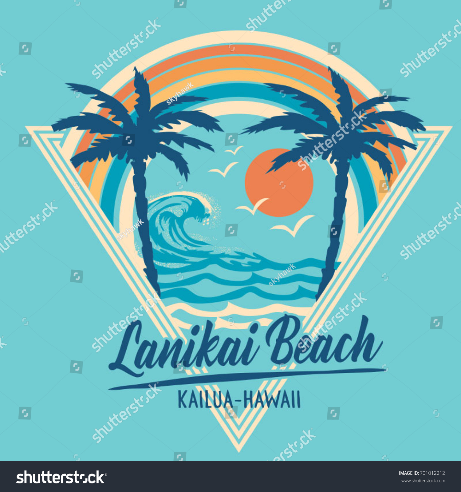Hawaii Beach Typography Tee Shirt Graphics Stock Vector (Royalty Free ...