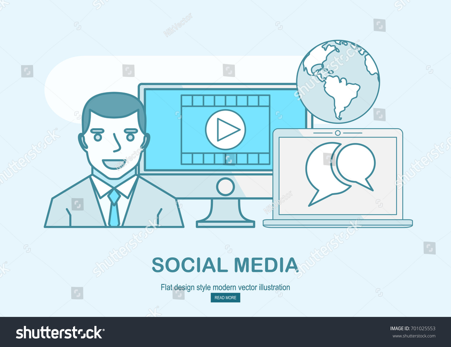 Social Media Flat Design Modern Vector Stock Vector (Royalty Free ...