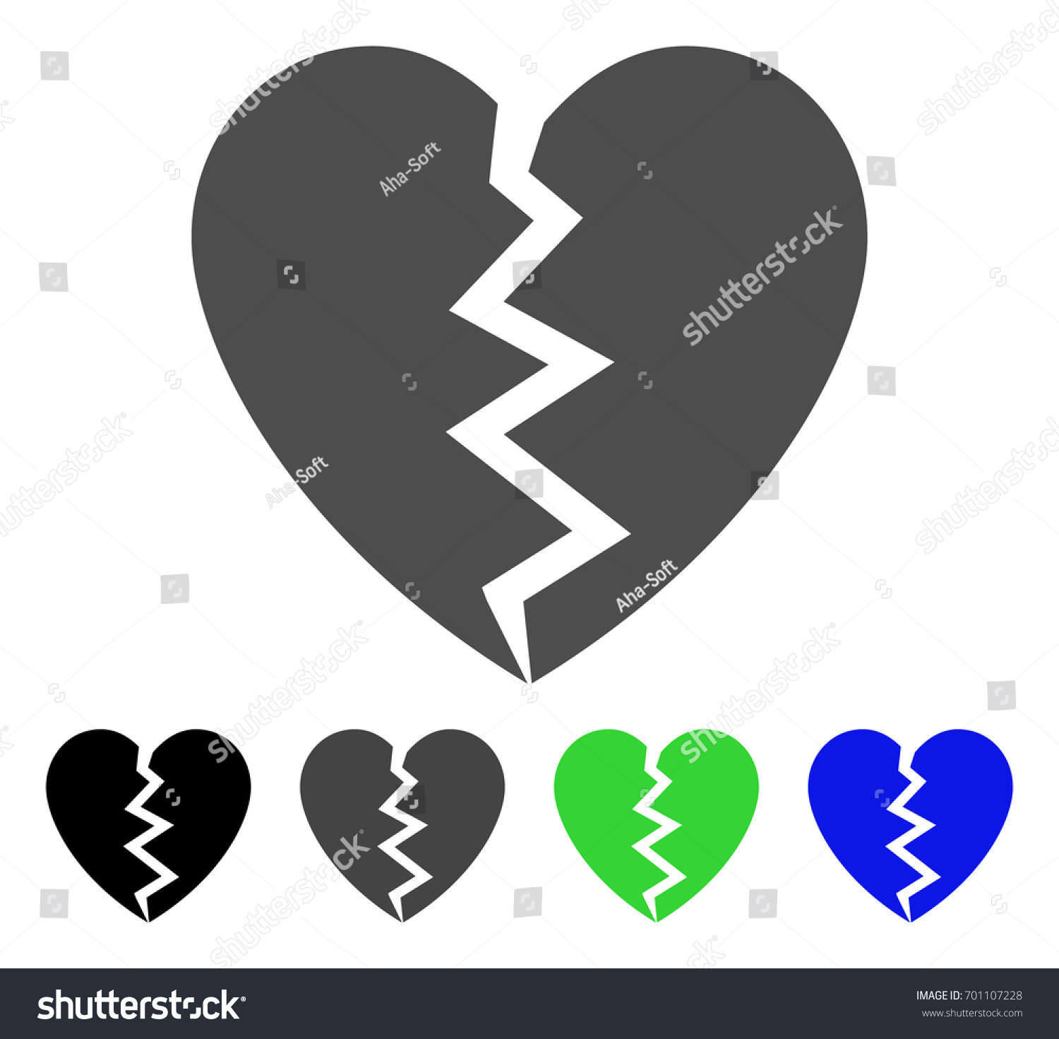 Broken Heart Flat Vector Illustration Colored Stock Vector Royalty Free 701107228 Shutterstock