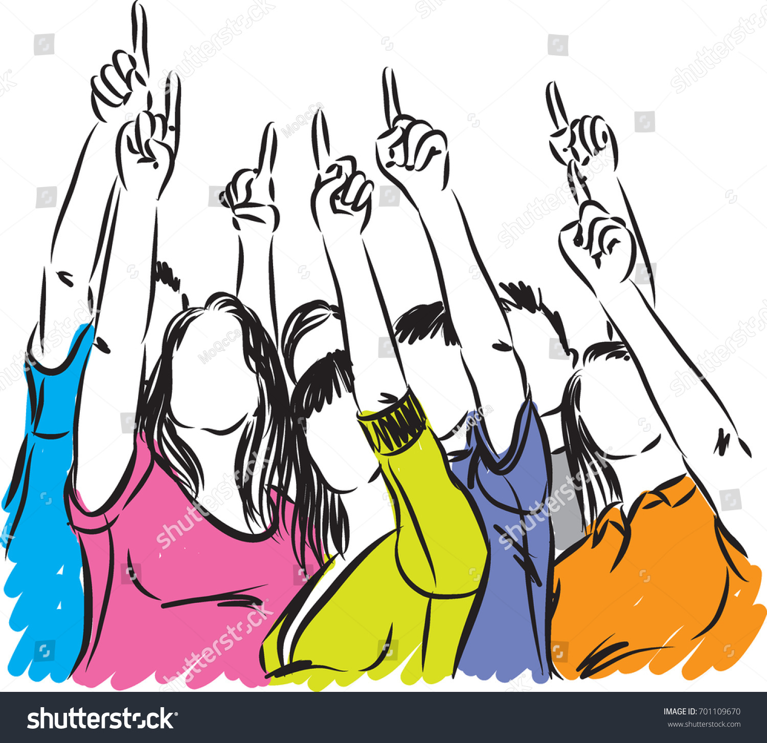 People Together Pointing Vector Illustration Stock Vector (Royalty Free ...