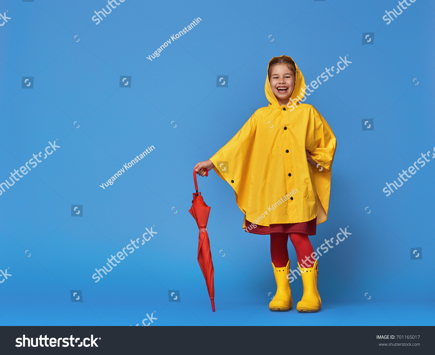 Happy Funny Child Red Umbrella Posing Stock Photo 701165017 | Shutterstock