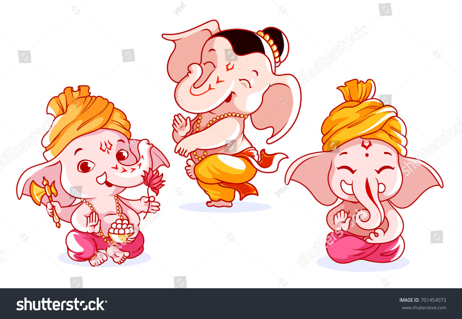 Set Cute Characters Little Baby Ganesha Stock Vector (Royalty Free ...