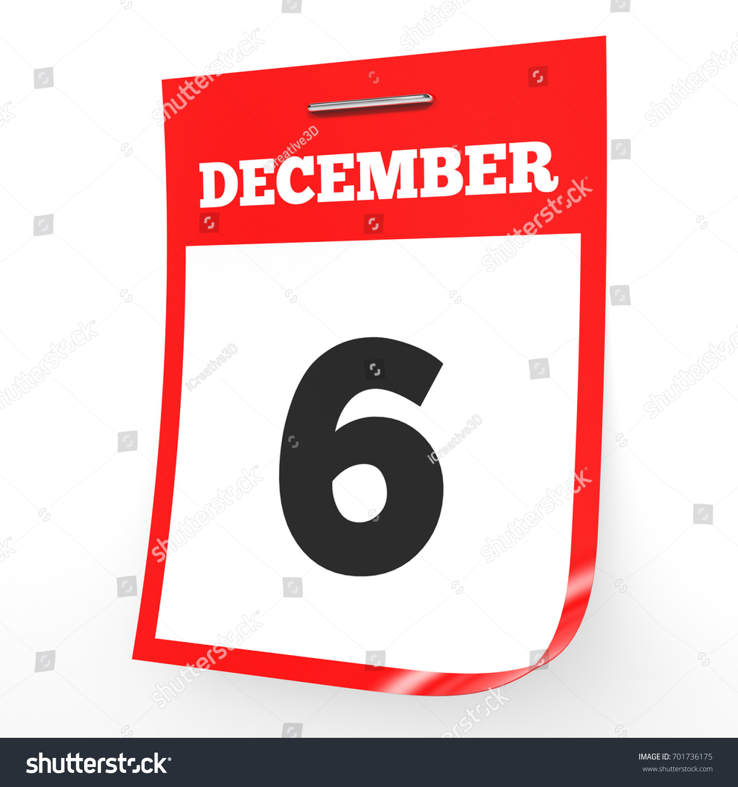 December 6 Calendar On White Background Stock Illustration 701736175