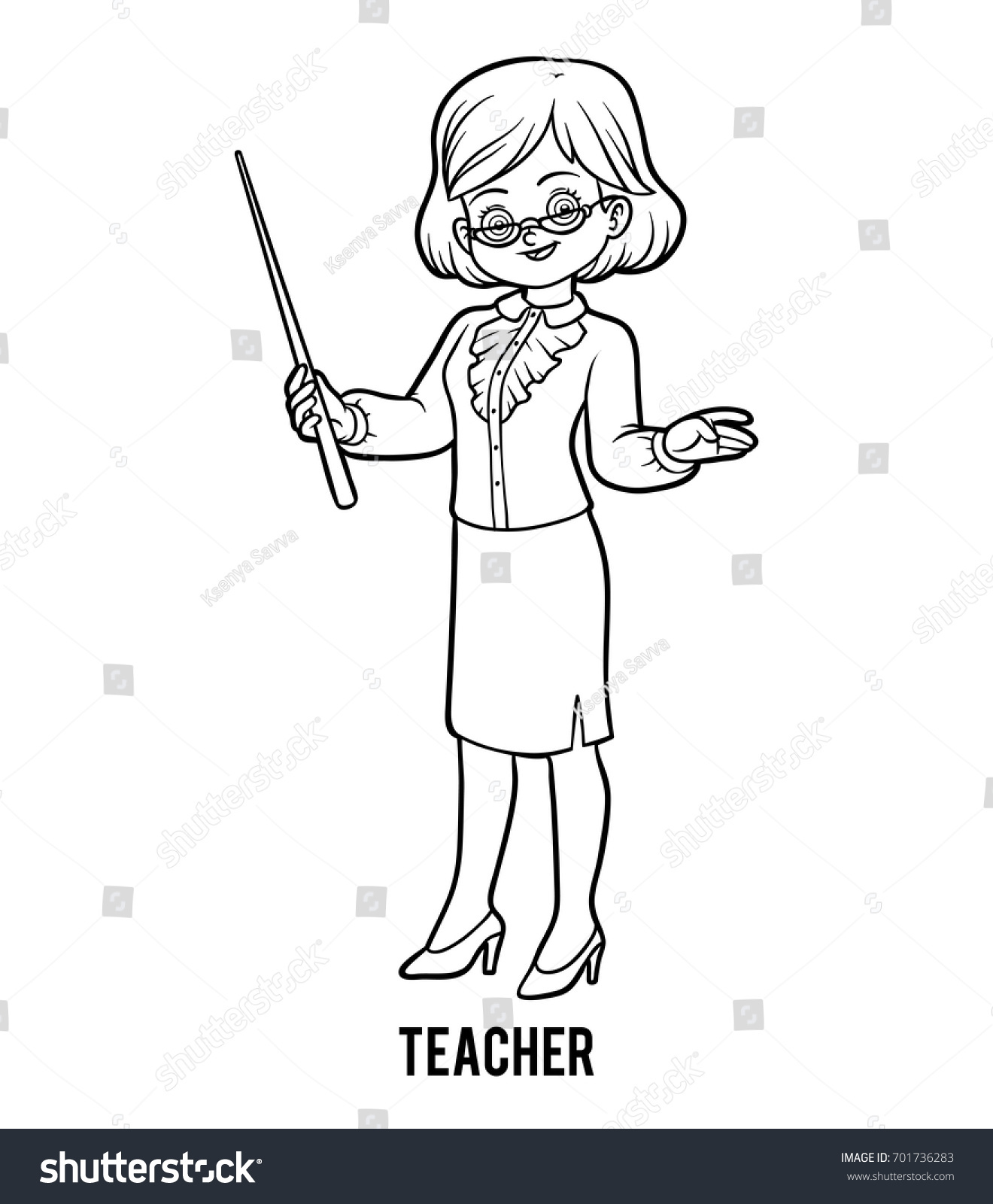 Coloring Book Children Teacher Stock Vector (Royalty Free) 701736283 ...