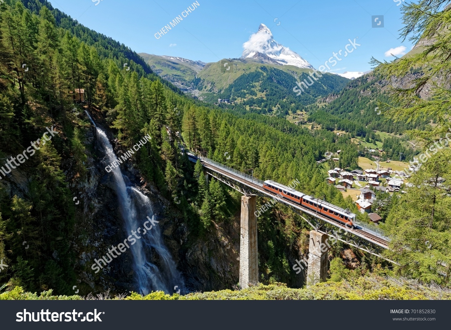 Cogwheel Train Gornergrat Railway Traveling On Stock Photo 701852830 ...