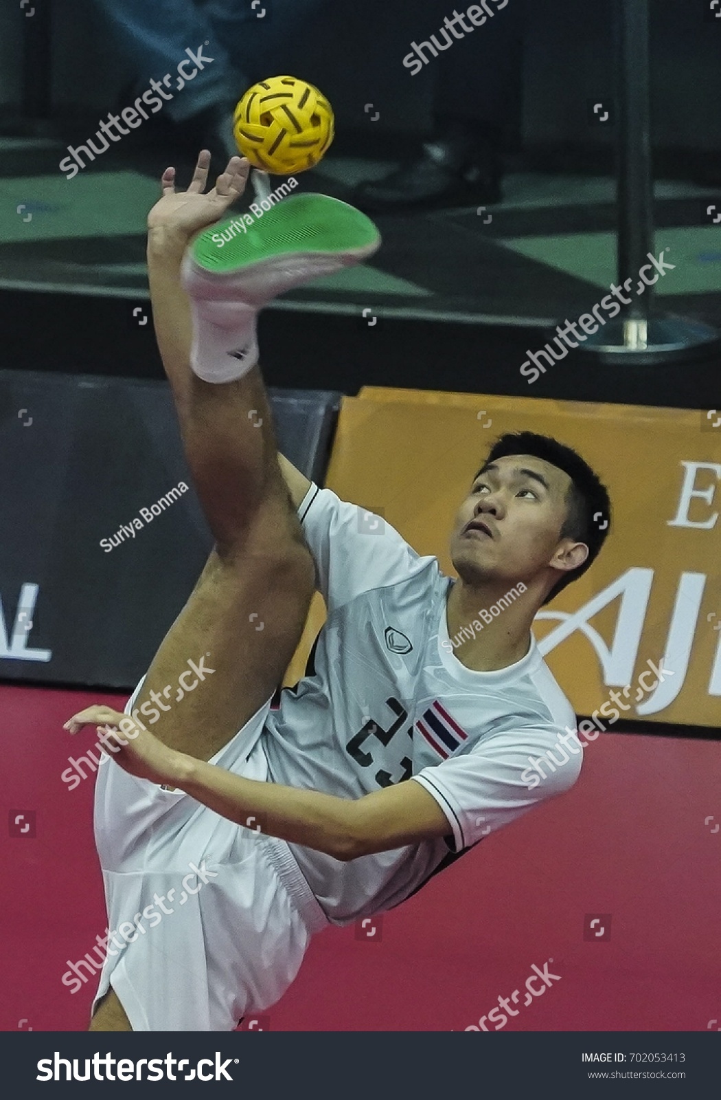 1 926 Sepak Takraw Images Stock Photos Vectors Shutterstock   Stock Photo Kuala Lumpur August Athletes Sepak Takraw Perform During Kuala Lumpur Th Sea Games 702053413 