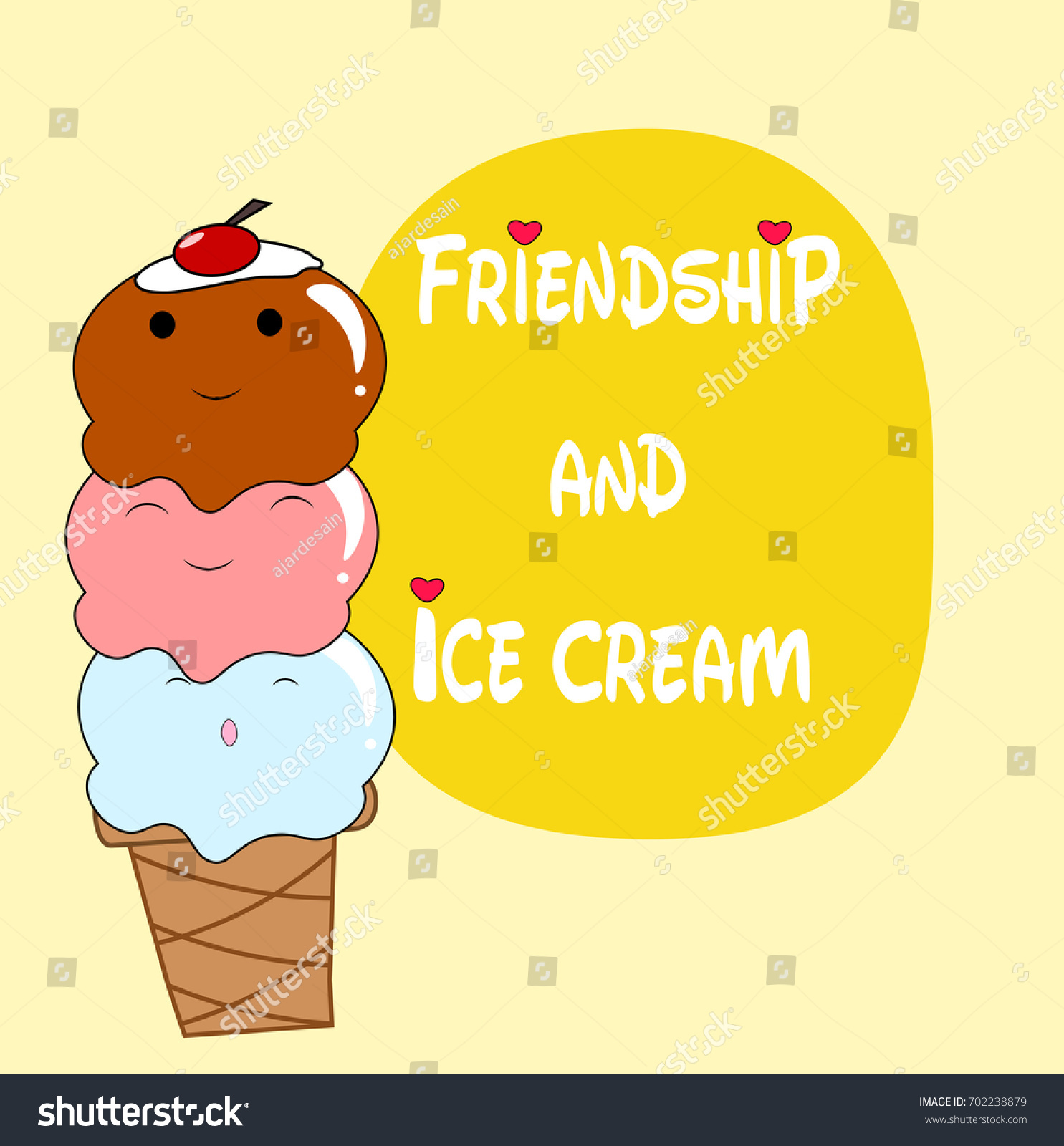 Friendship Ice Cream Vector Cartoon Illustration Stock Vector (Royalty ...