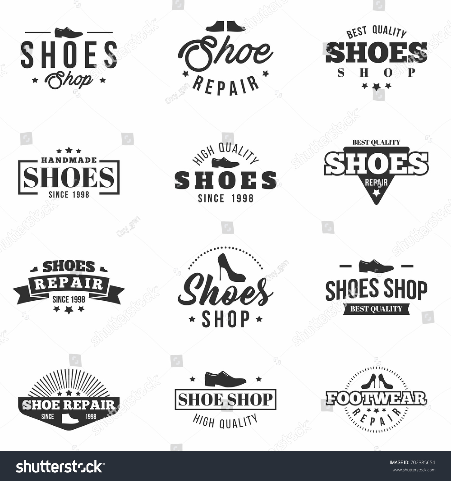 Shoes Shop Badges Set Monochrome Collection Stock Vector (Royalty Free ...