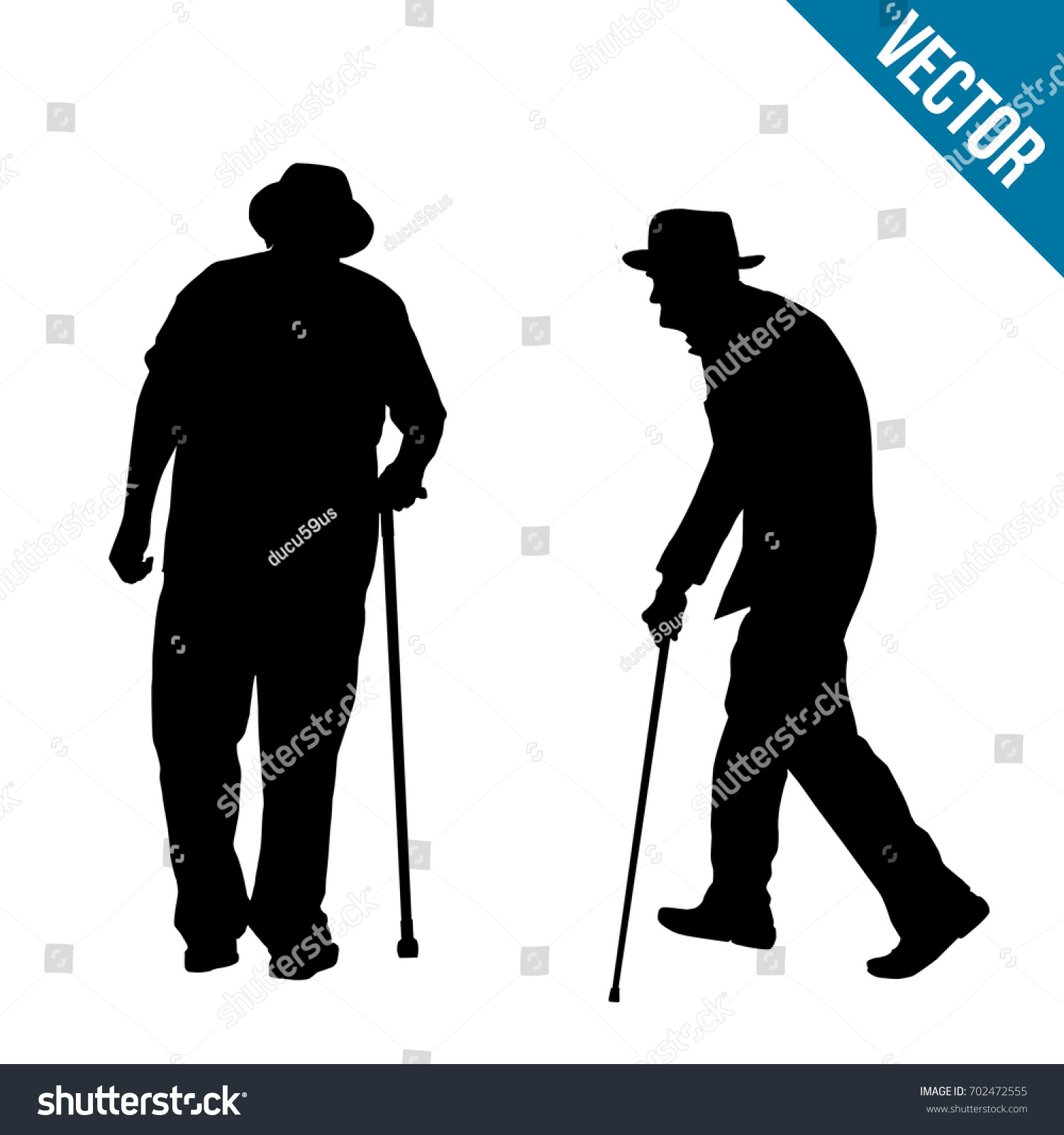 Old People Silhouette On White Background Stock Vector (Royalty Free ...