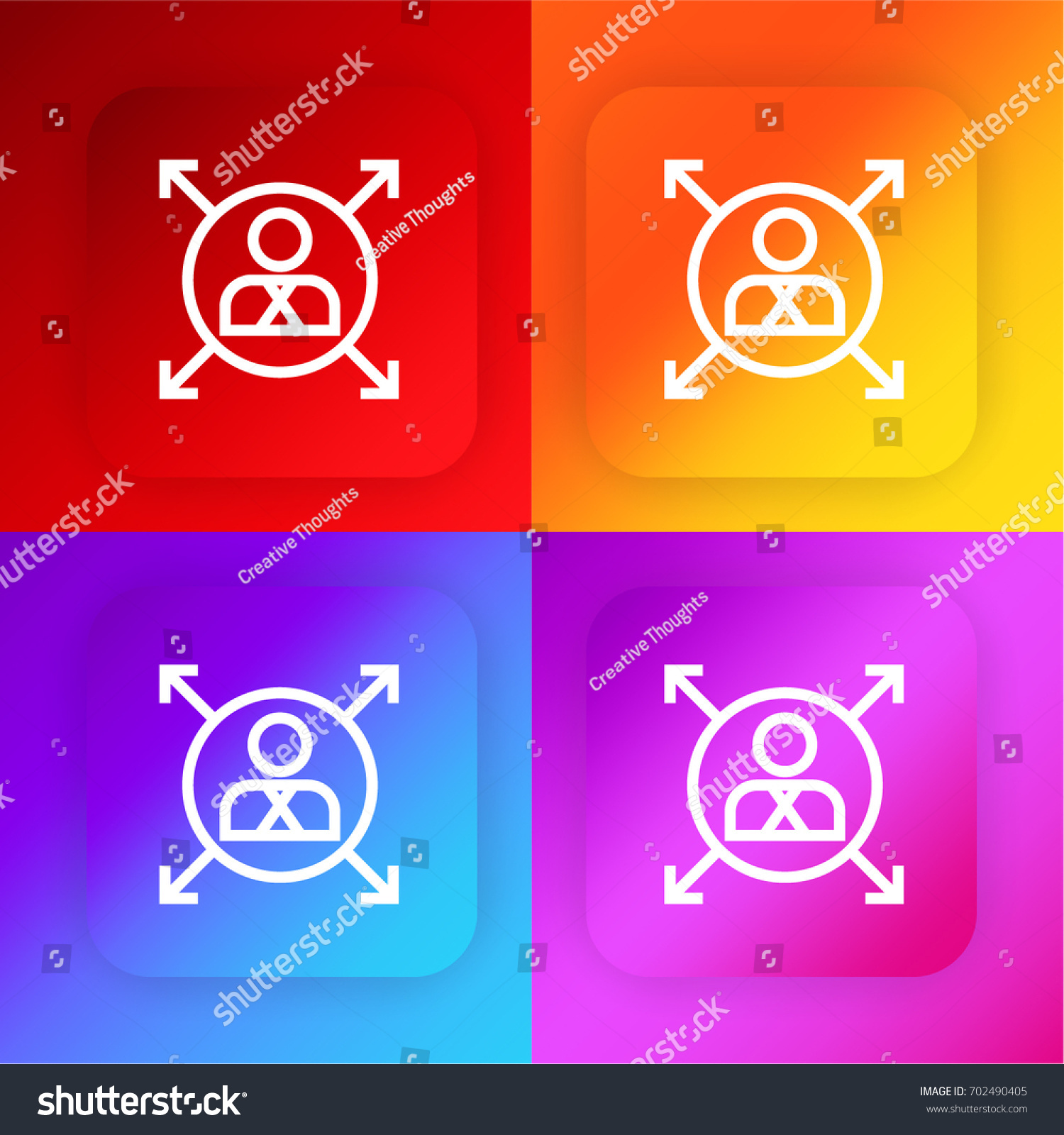 Multi Skills Employee Four Color Gradient Stock Vector Royalty Free