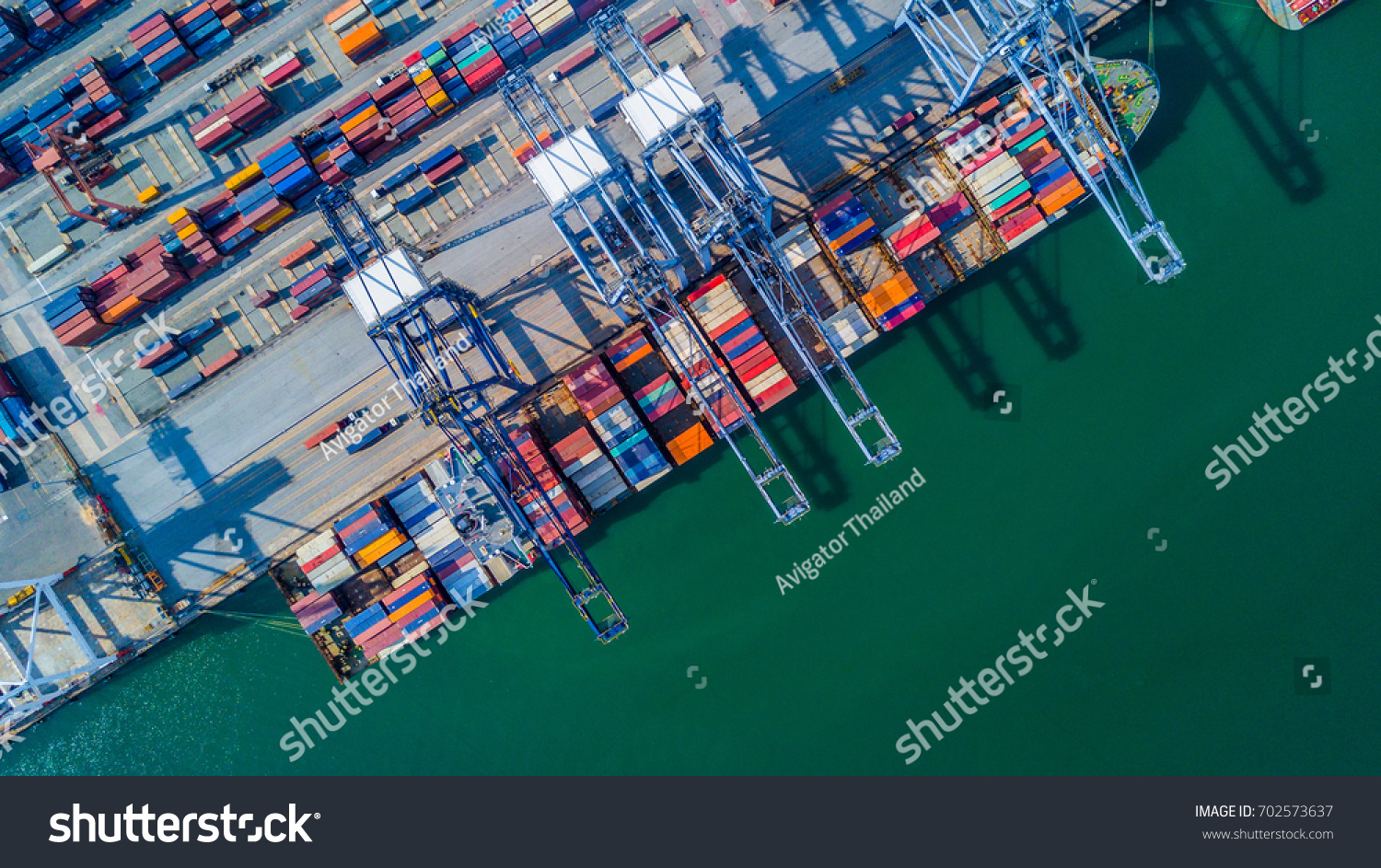 Aerial View Container Cargo Ship Operations Stock Photo 702573637 ...