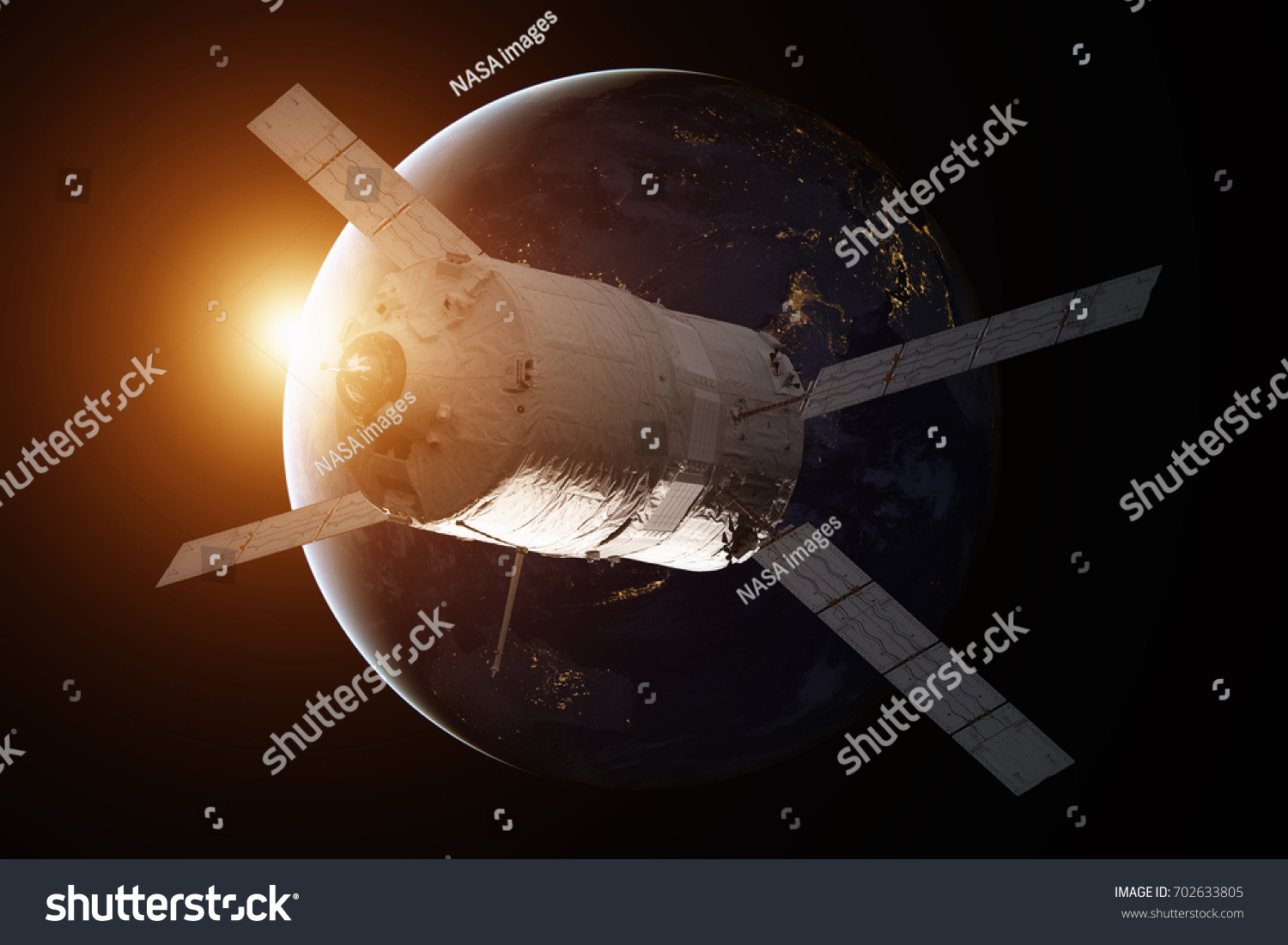 Cargo Spacecraft Automated Transfer Vehicle Over Stock Photo 702633805 ...