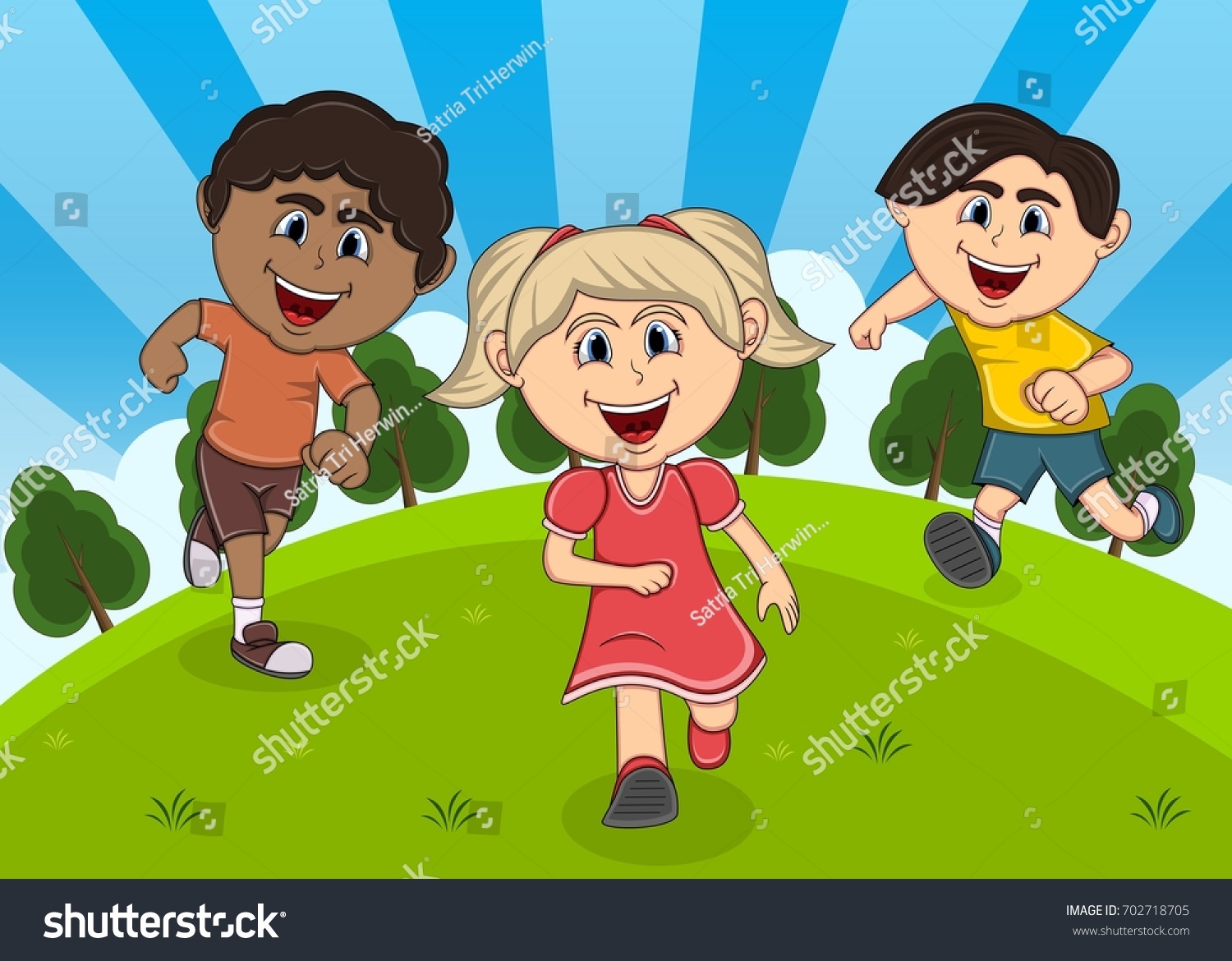 Children Playing Park Cartoon Vector Illustration Stock Vector (Royalty ...