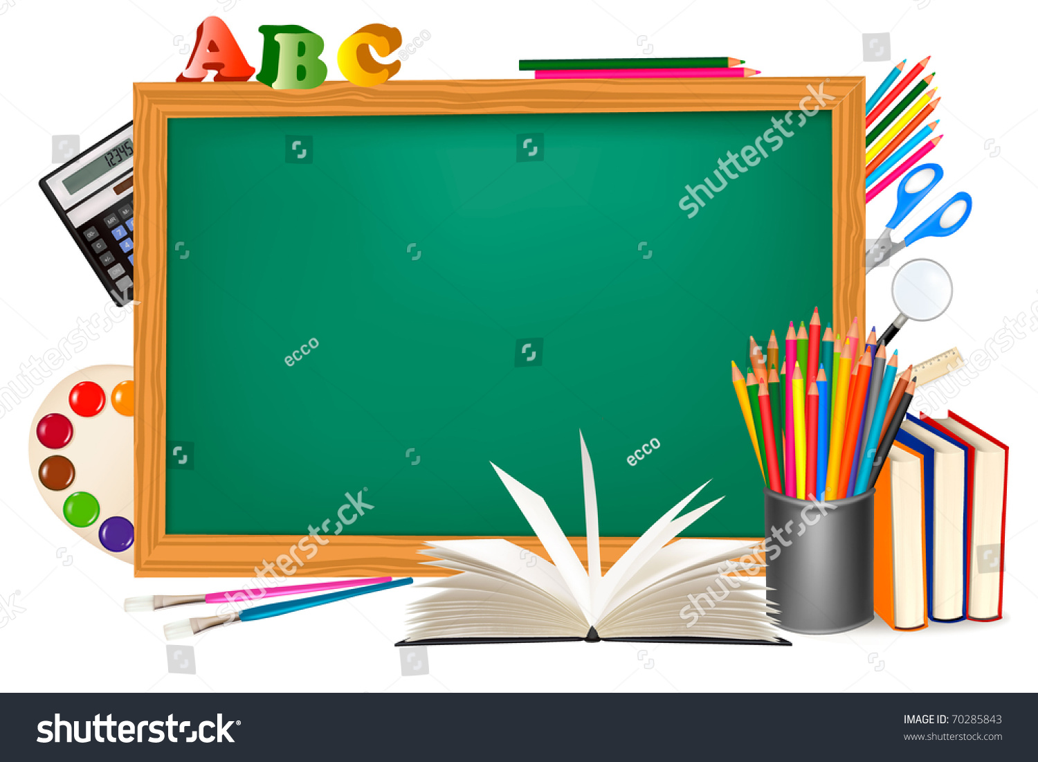 Back School Green Desk School Supplies Stock Vector (Royalty Free ...