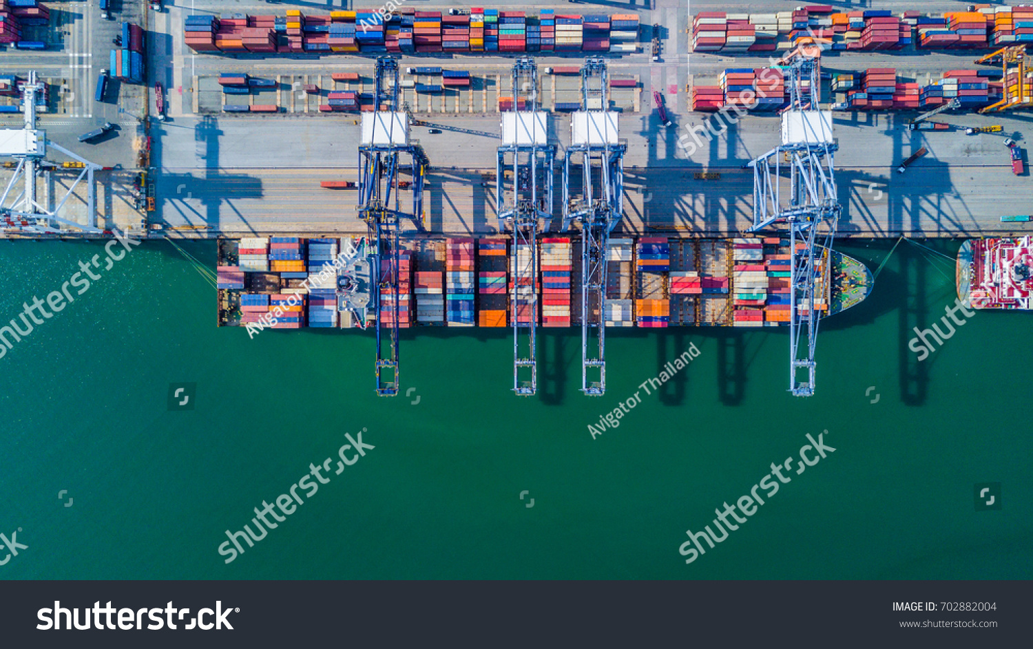 Aerial View Container Cargo Ship Operations Stock Photo 702882004 ...