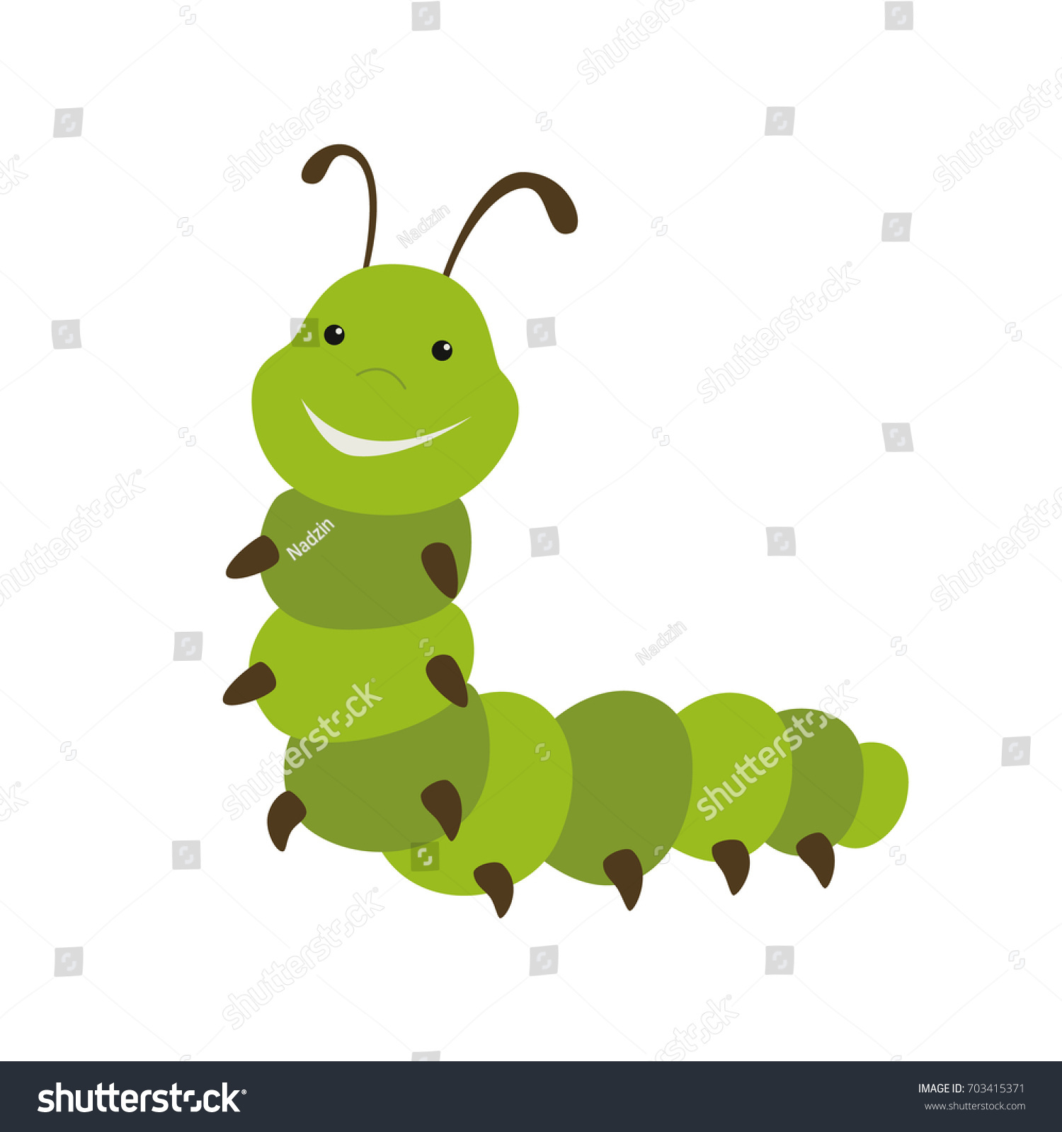 Cute Green Caterpillar Cartoon Stock Vector (Royalty Free) 703415371 ...