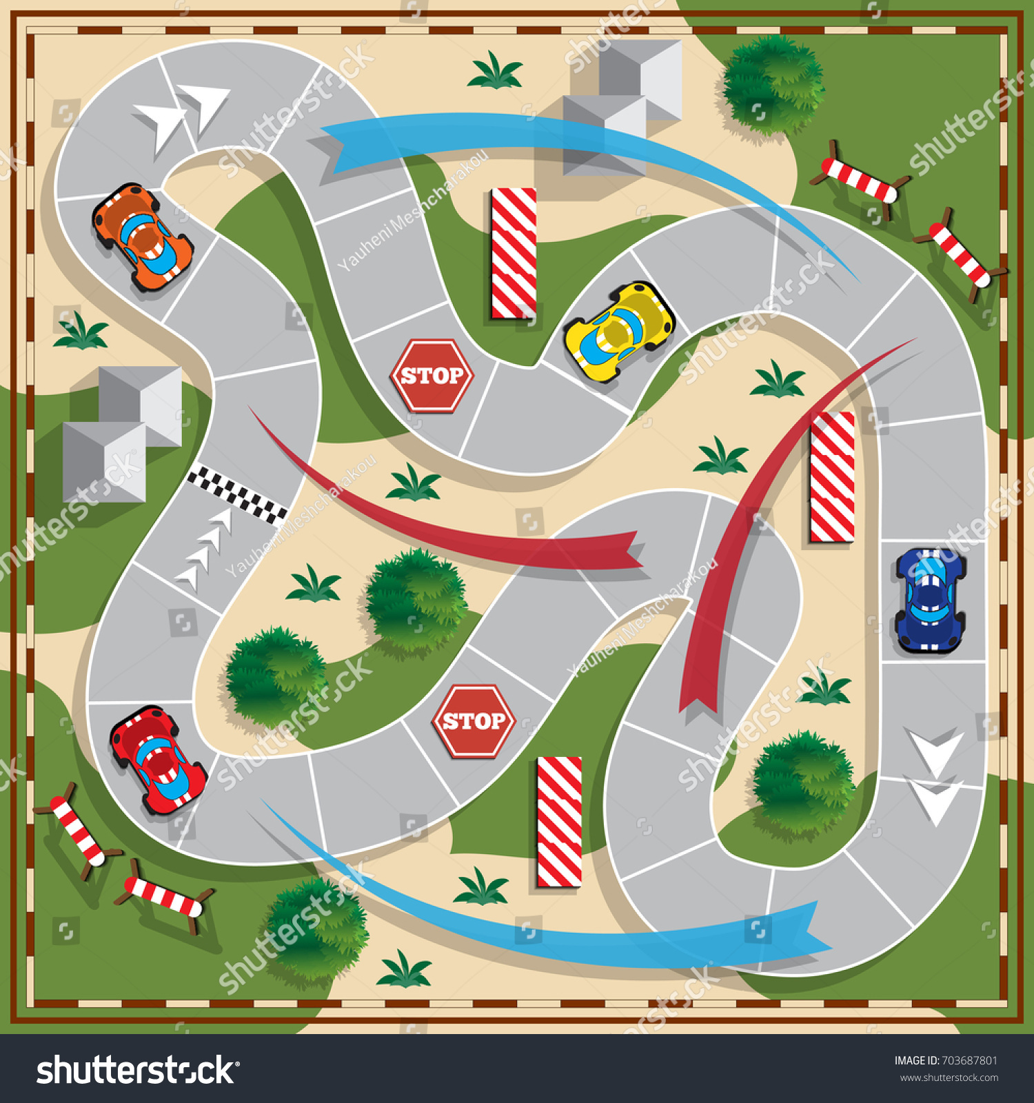 Car Race Board Game View Above Stock Vector (Royalty Free) 703687801 ...