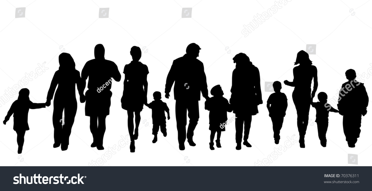 Silhouettes Parents Children On Background Stock Vector (Royalty Free ...