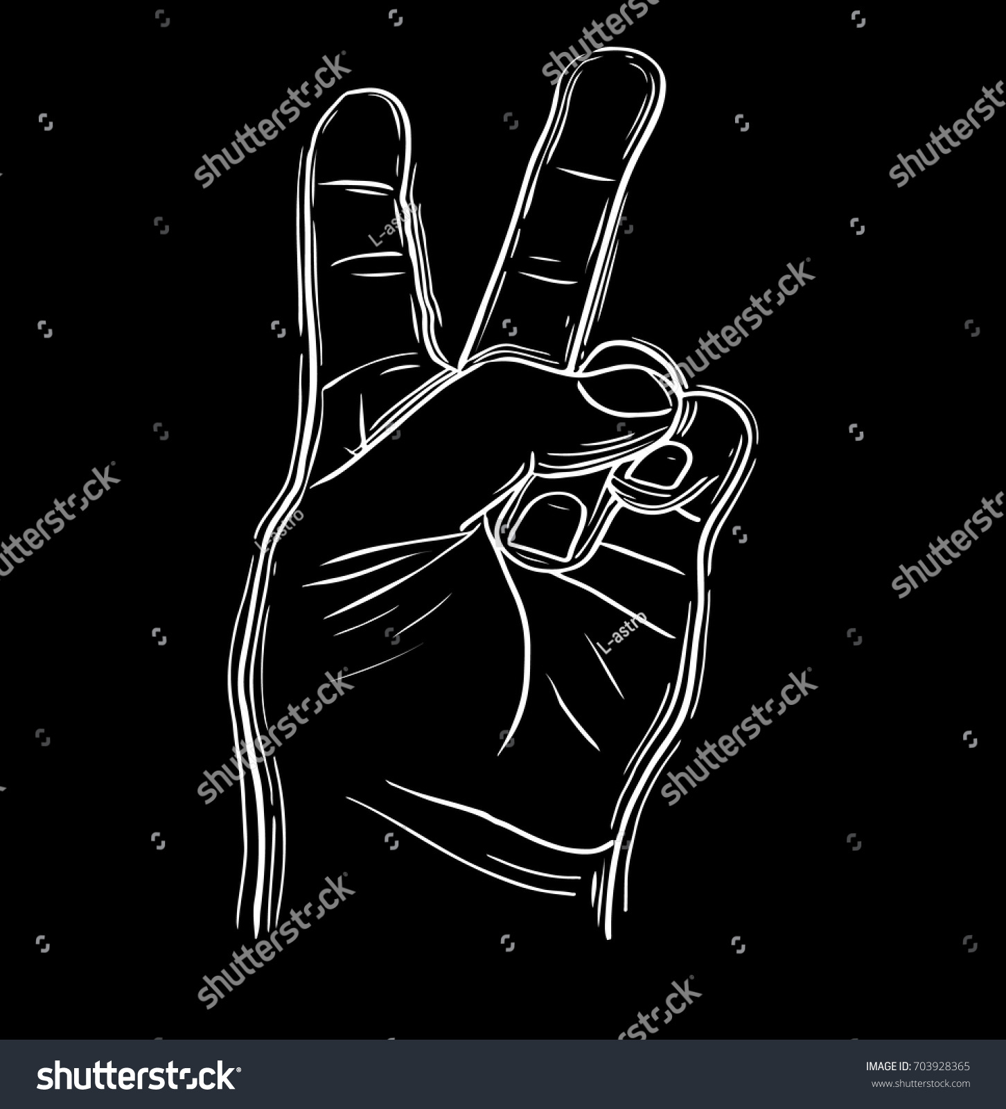 Hand Drawn Sketch Human Hand Sign Stock Vector (Royalty Free) 703928365 ...