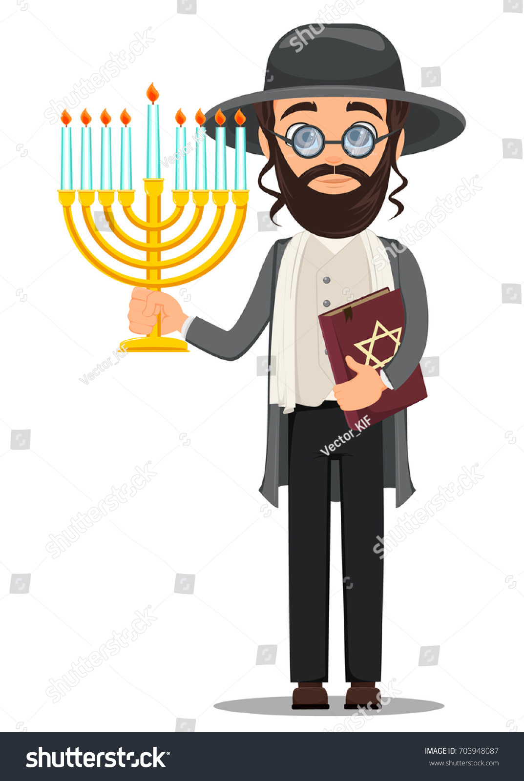 Rosh Hashanah Jew Man Traditional Clothes Stock Vector (Royalty Free ...