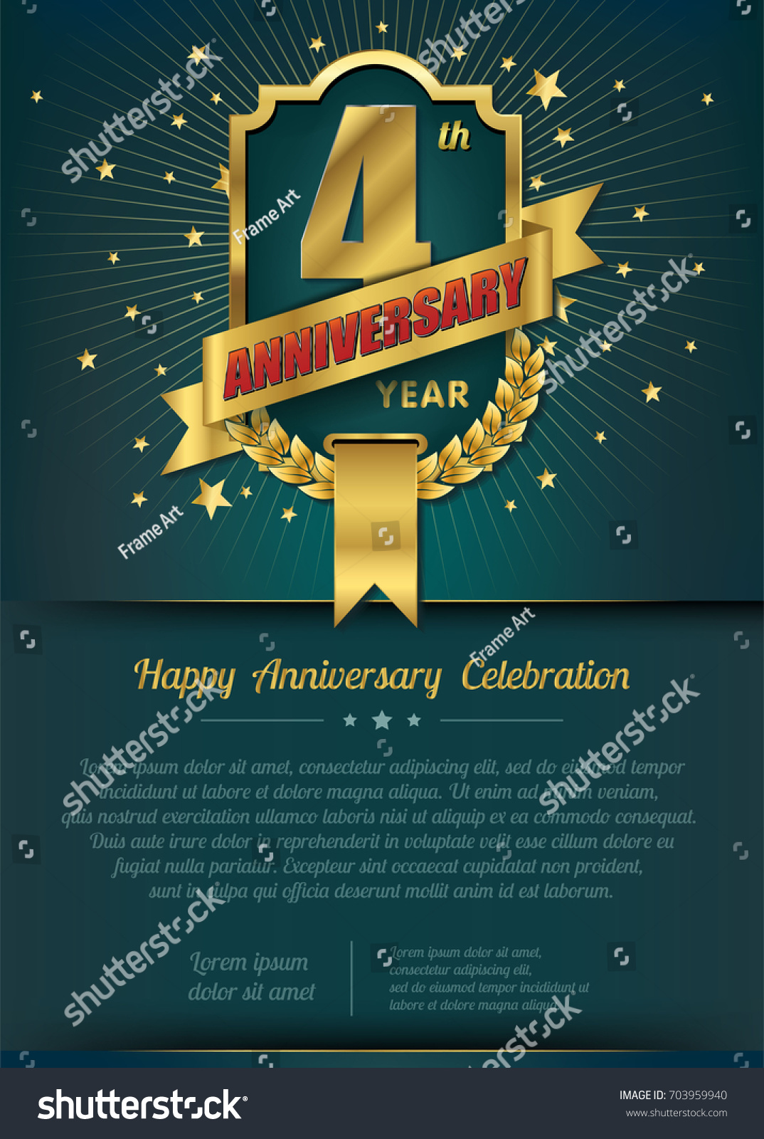 4th Anniversary Celebration Template Design 4 Stock Vector (Royalty ...