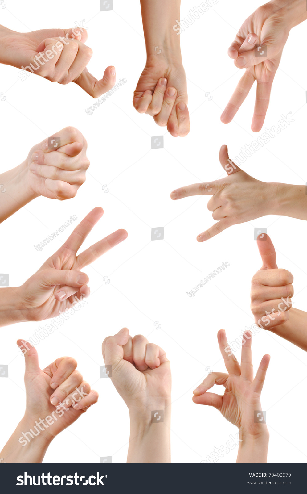 Various Hand Signs Symbols Over White Stock Photo 70402579 | Shutterstock