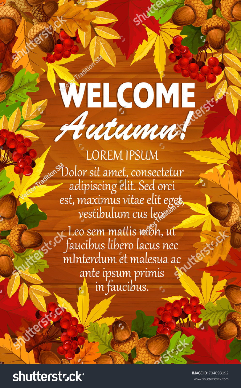 Welcome Autumn Poster Template Seasonal Foliage Stock Vector (Royalty ...