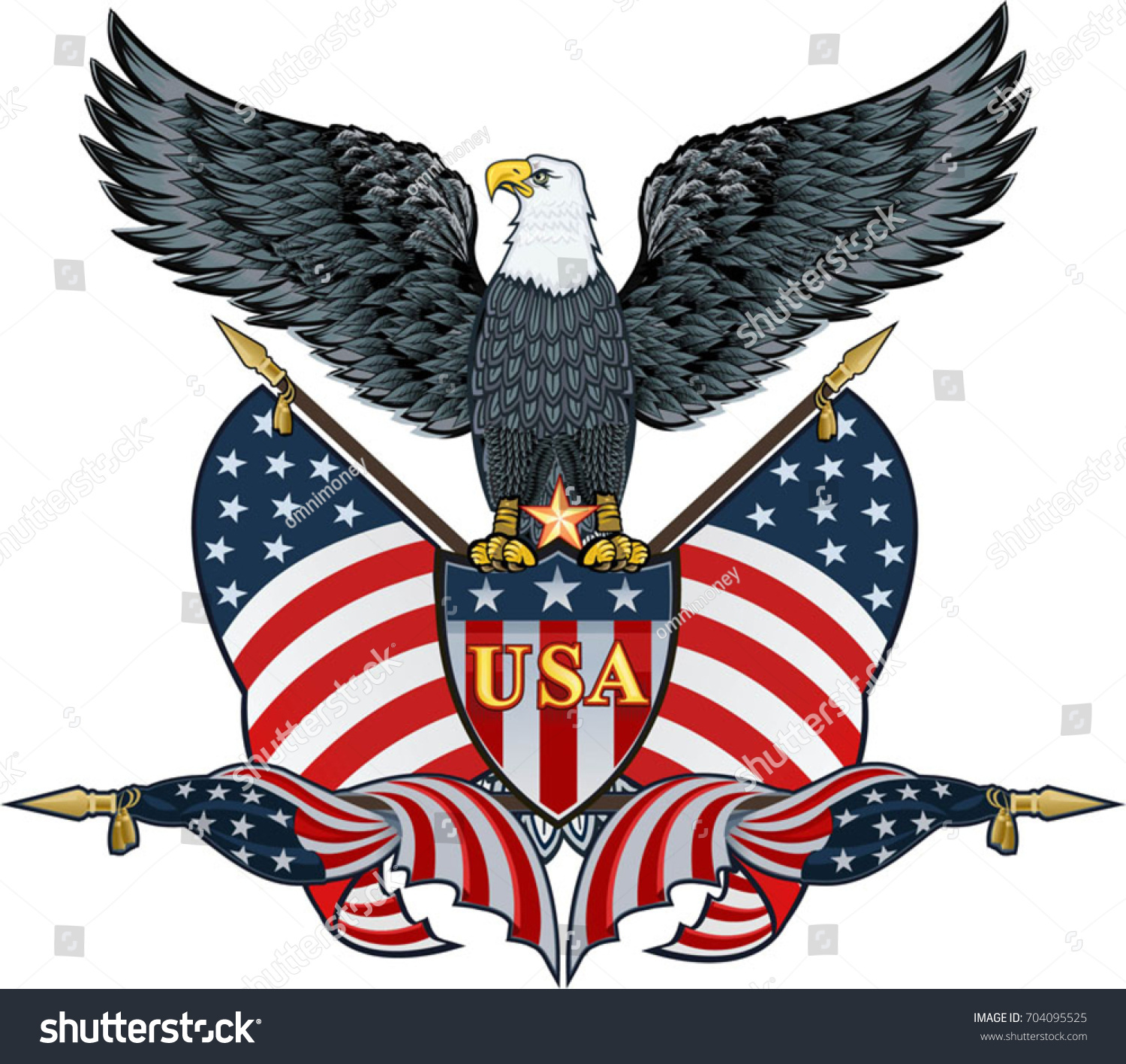 American Eagle Usa Flags Stock Vector (Royalty Free) 704095525 ...