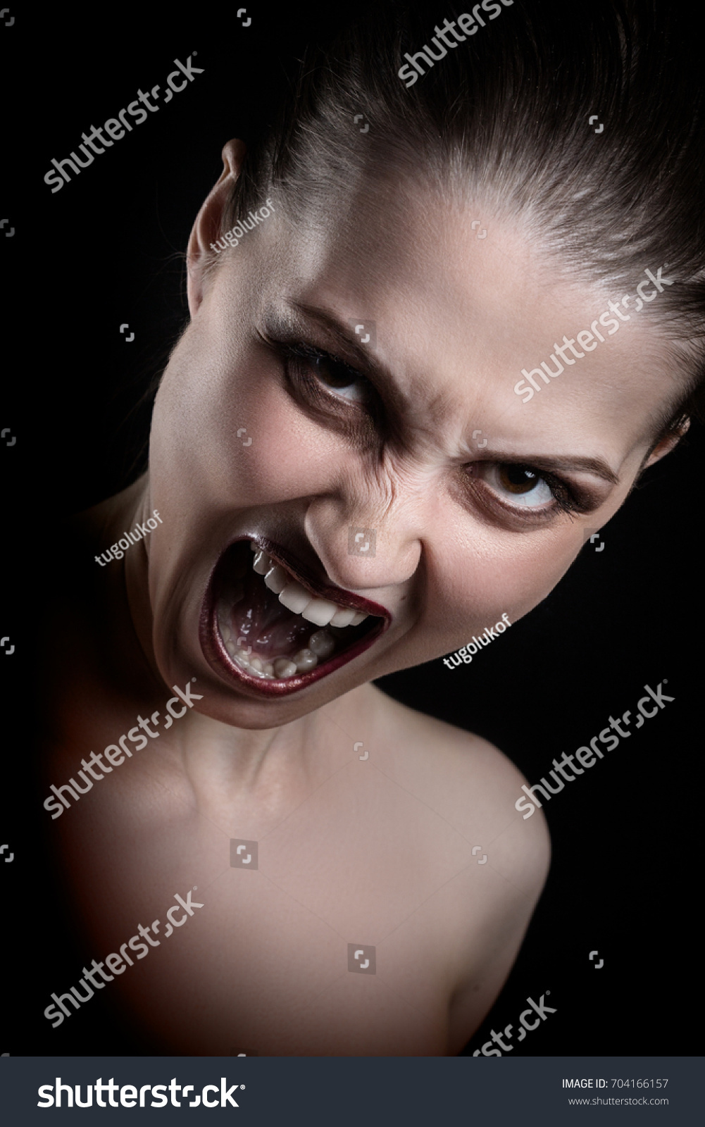 Angry Nude Girl Screaming Camera On Stock Photo 704166157 Shutterstock