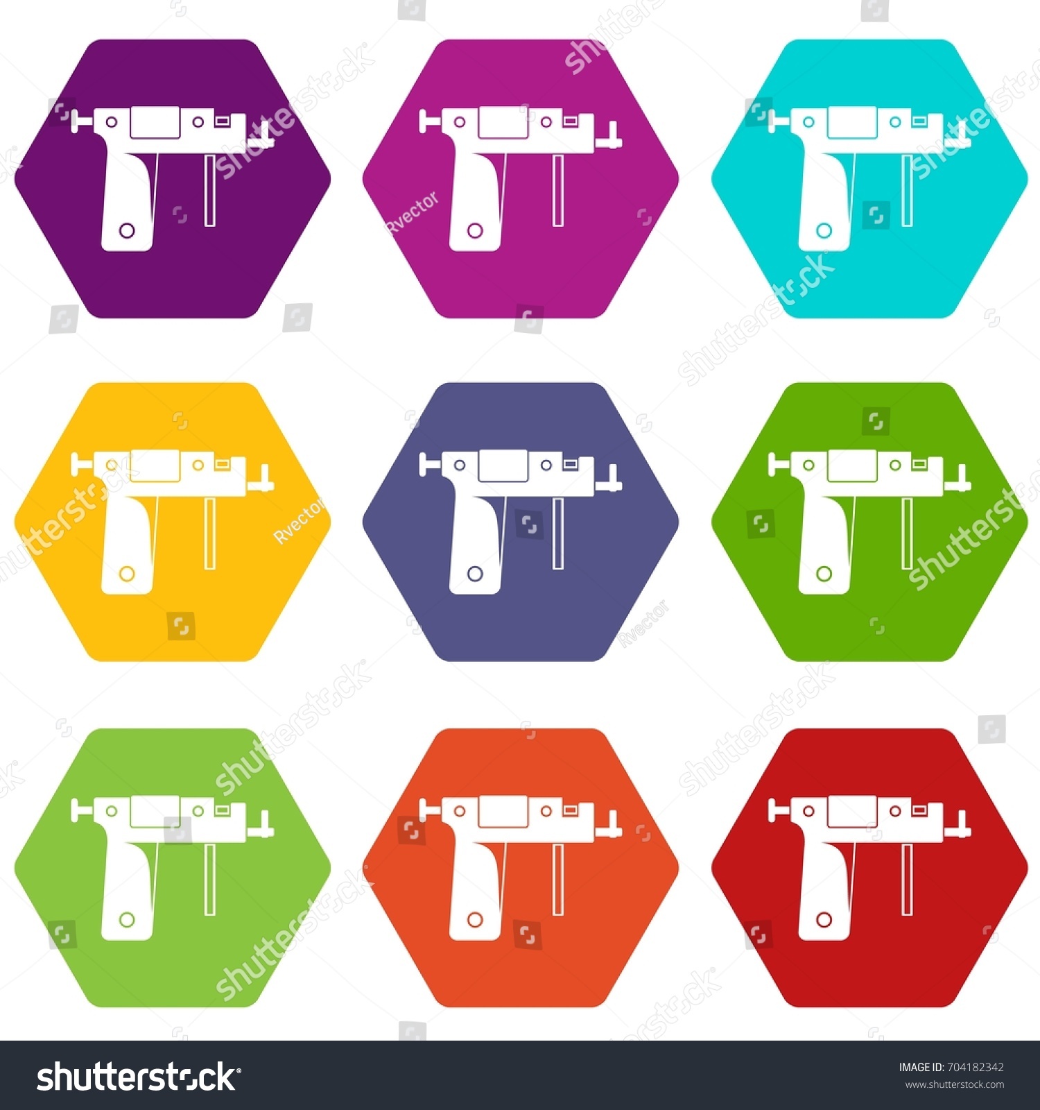 Piercing Gun Icon Set Many Color Stock Vector Royalty Free 704182342 Shutterstock