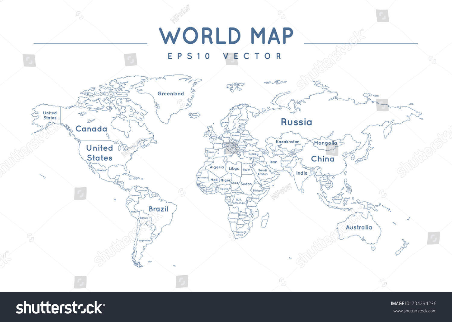 Карта мира для печати с названиями