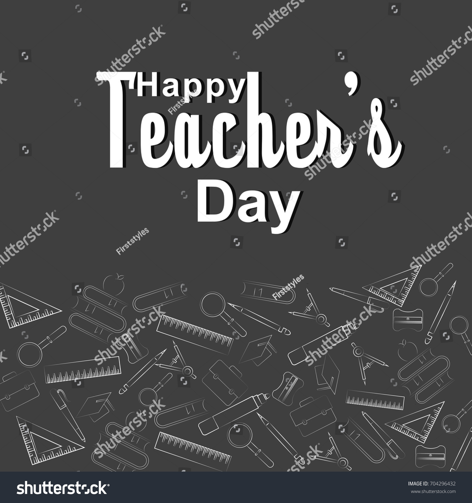 Vector Illustration Stylish Text Happy Teachers Stock Vector (Royalty ...