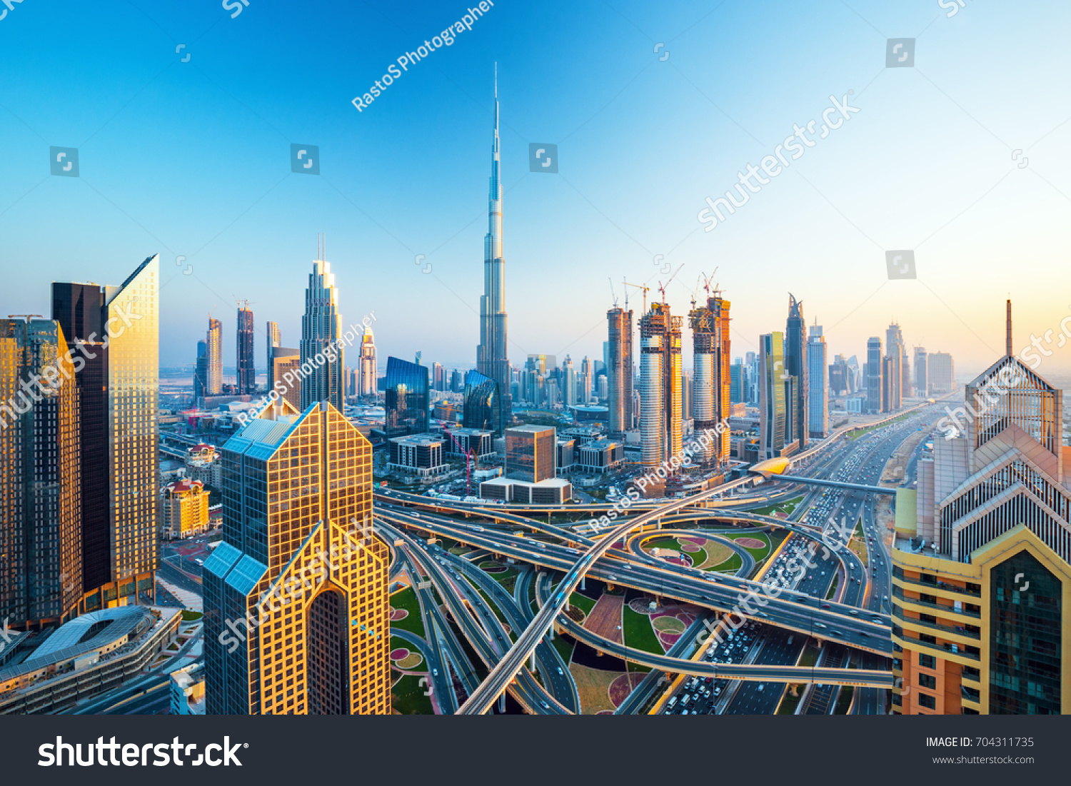 Futuristic Dubai City Center United Arab Stock Photo 704311735 ...