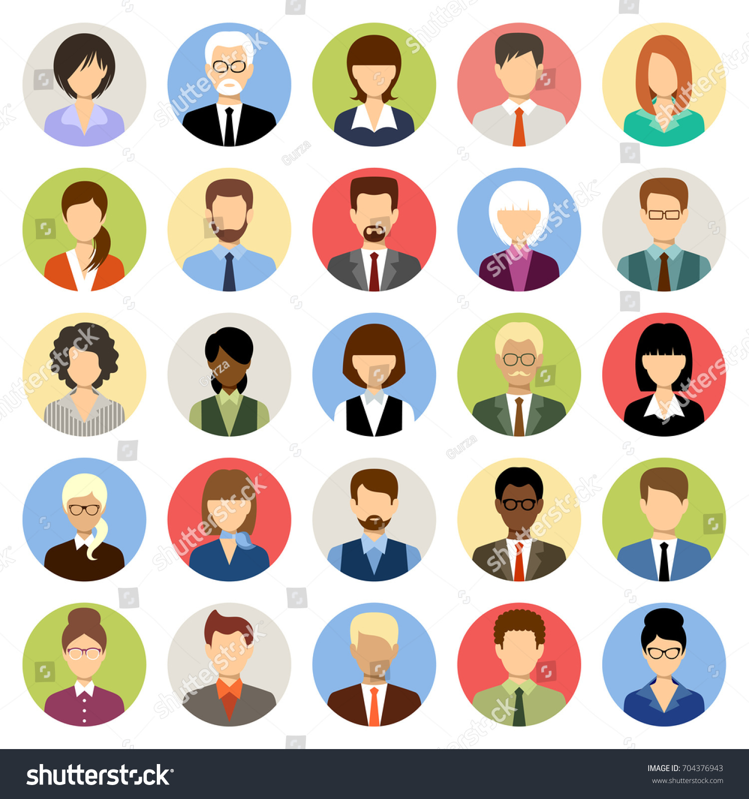 Business People Avatars Circle Women Men Stock Vector (Royalty Free ...