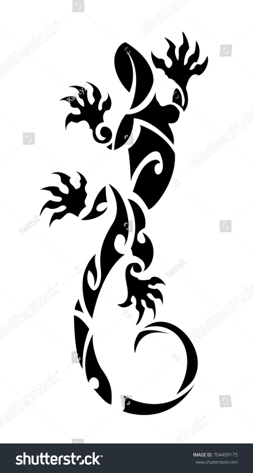 Vector Decorative Lizard Illustration Black Ethnic Stock Vector ...