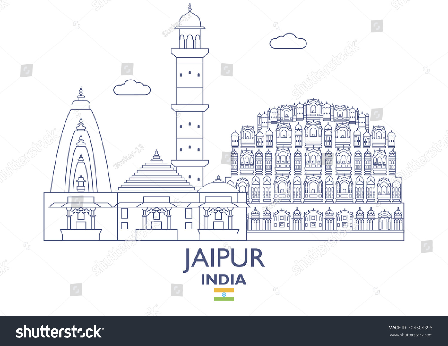 Jaipur Linear City Skyline India Stock Vector (royalty Free) 704504398 