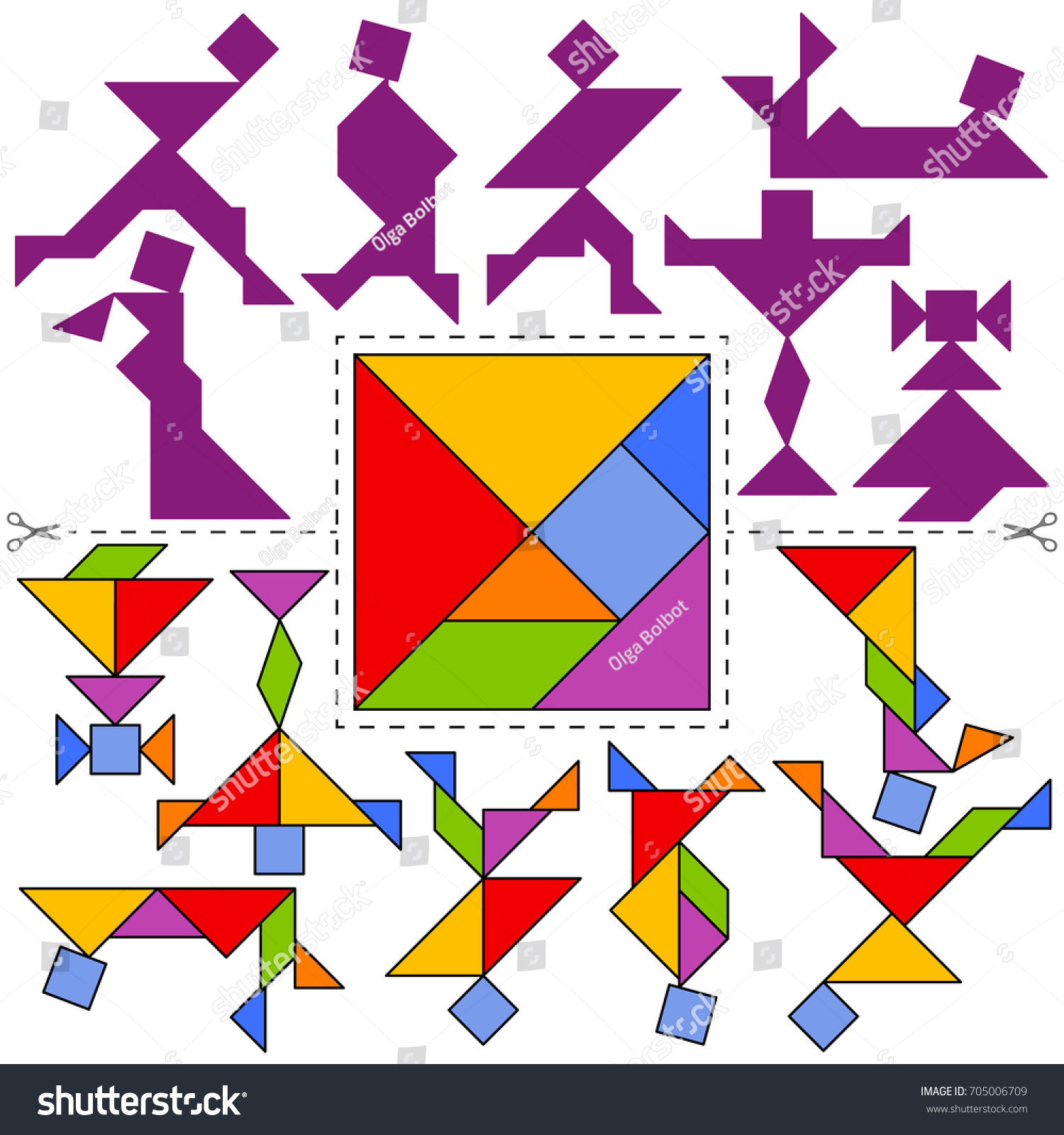 Vector Tangram Puzzle People Collection Geometric Stock Vector (Royalty ...