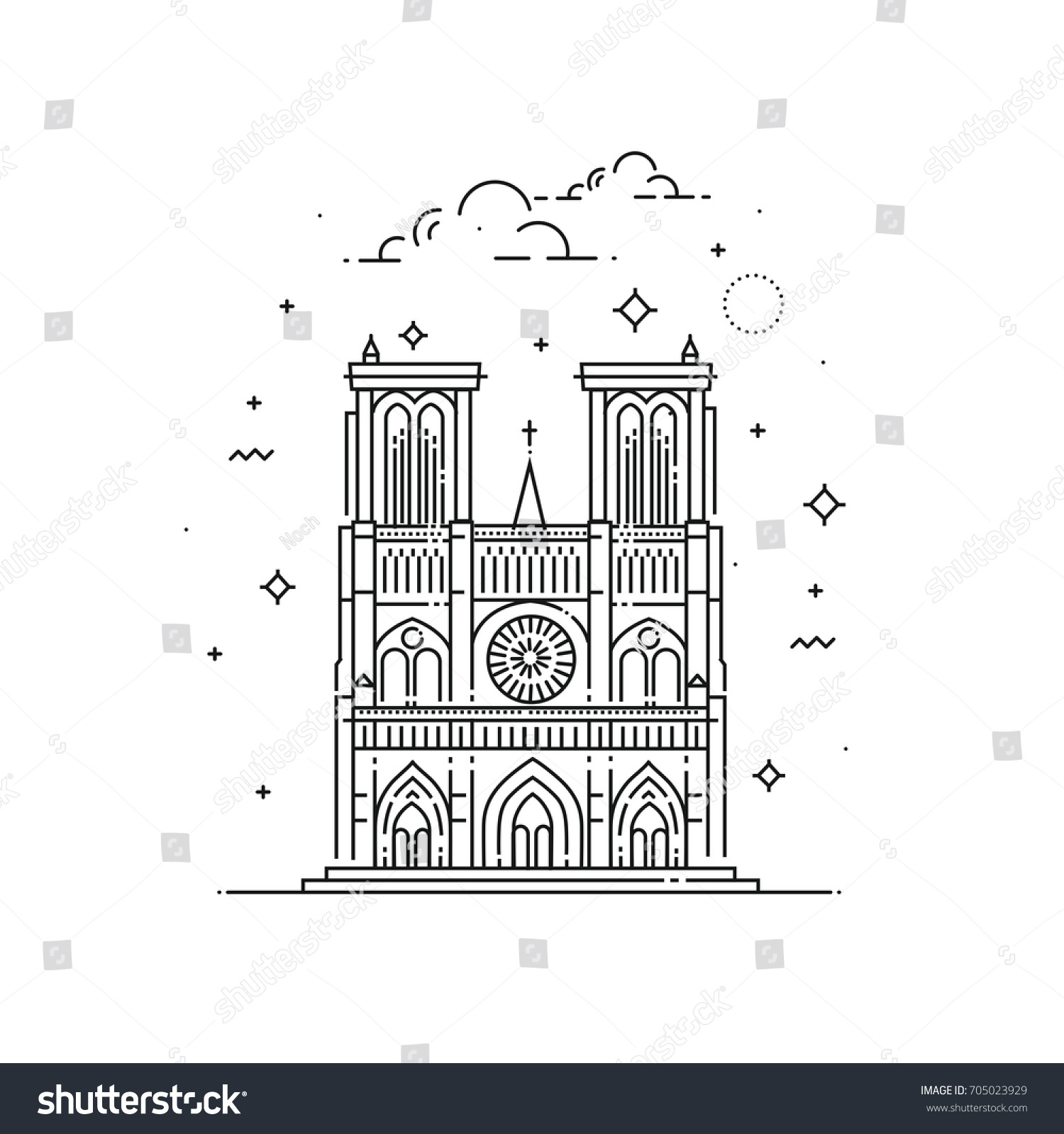 Зарисовка элементов декора собора Парижской Богоматери