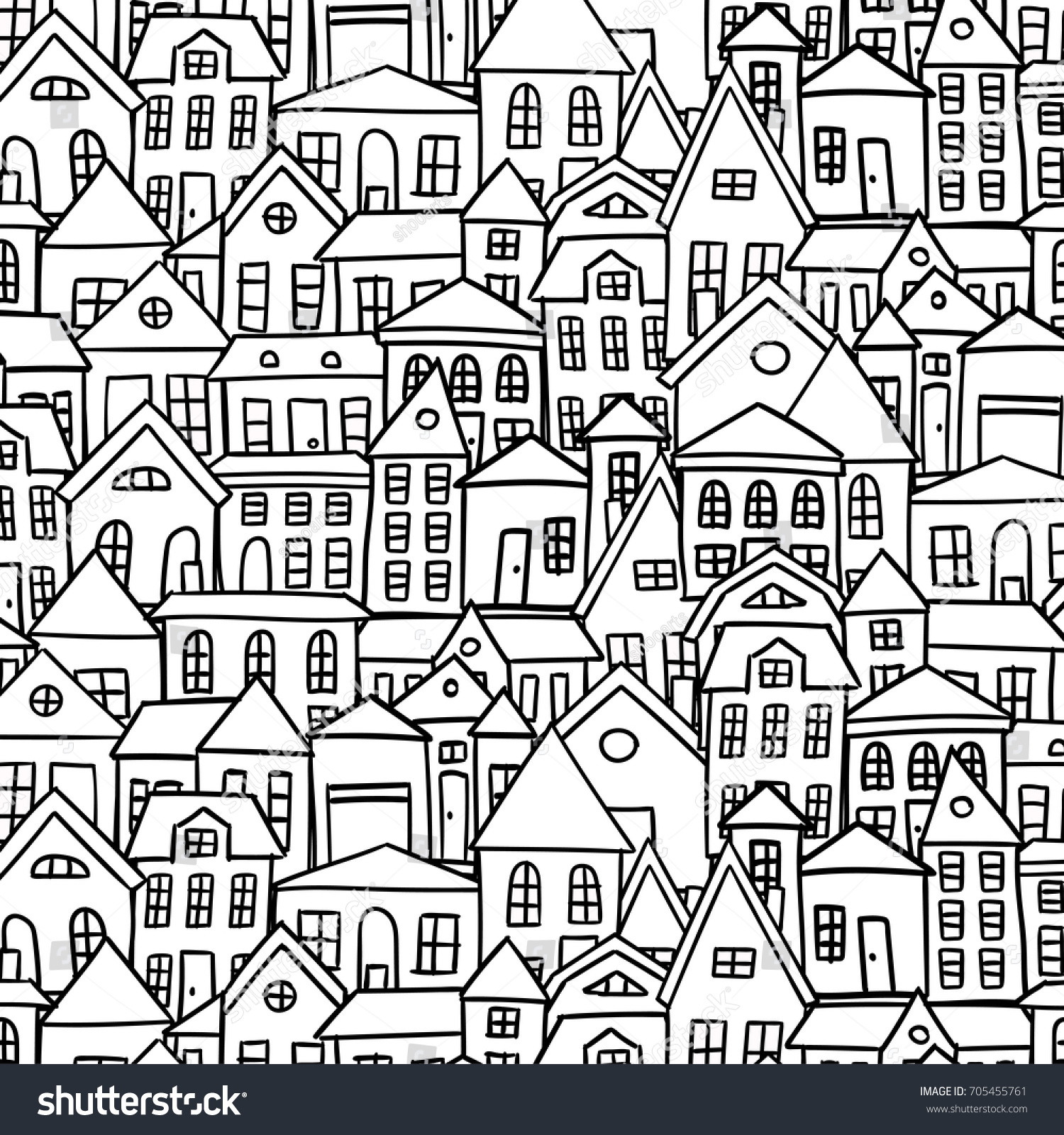 Doodle Houses Vector Background Stock Vector (Royalty Free) 705455761 ...